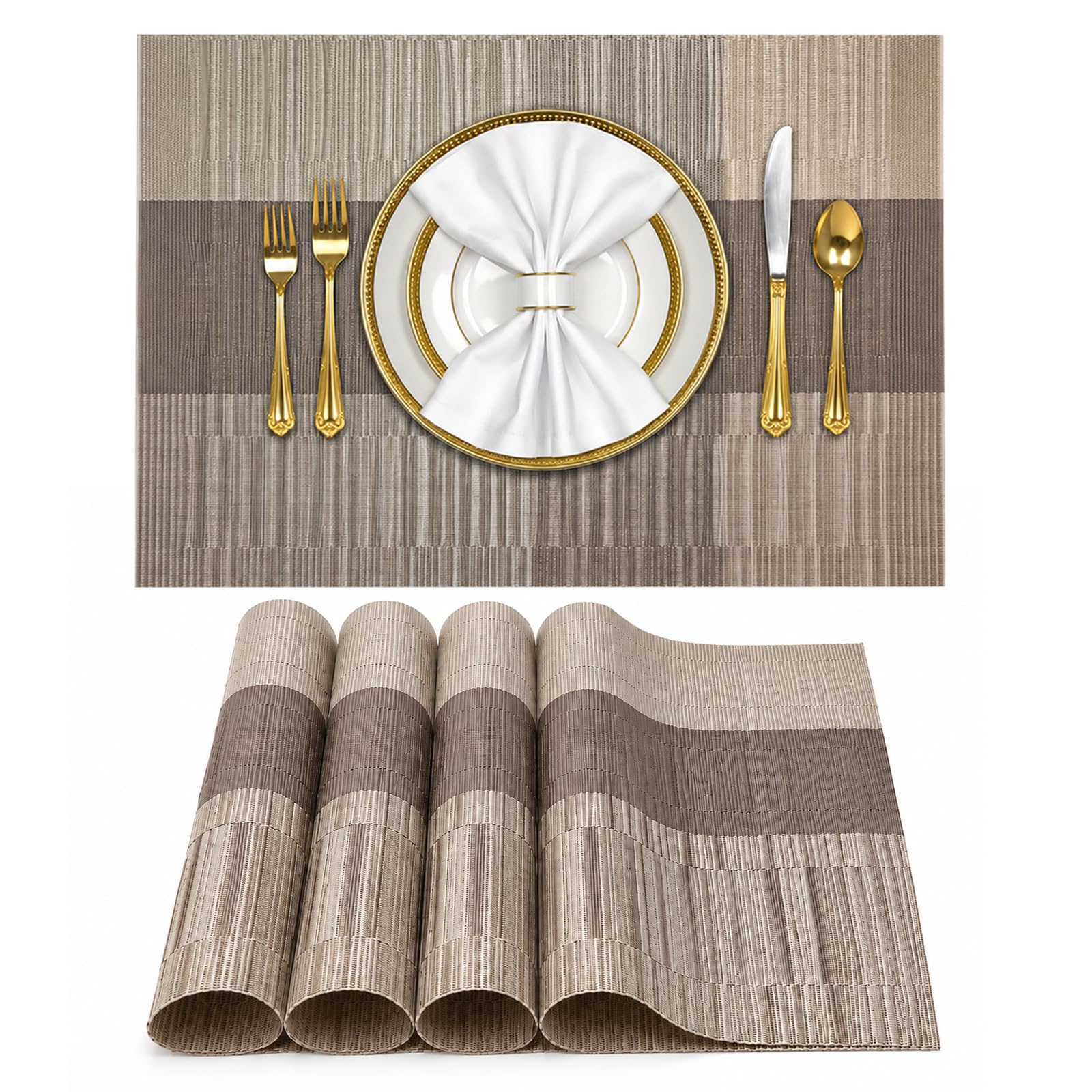 Solitude Placemats Set of 6 Dining Table Place Mats | Placemats Table Mat PVC Material | Non-Slip Heat Resistant | Dining Tablemates Washable Anti-Skid | Size 45 x 30 CM (Brown) — Amazon image 13