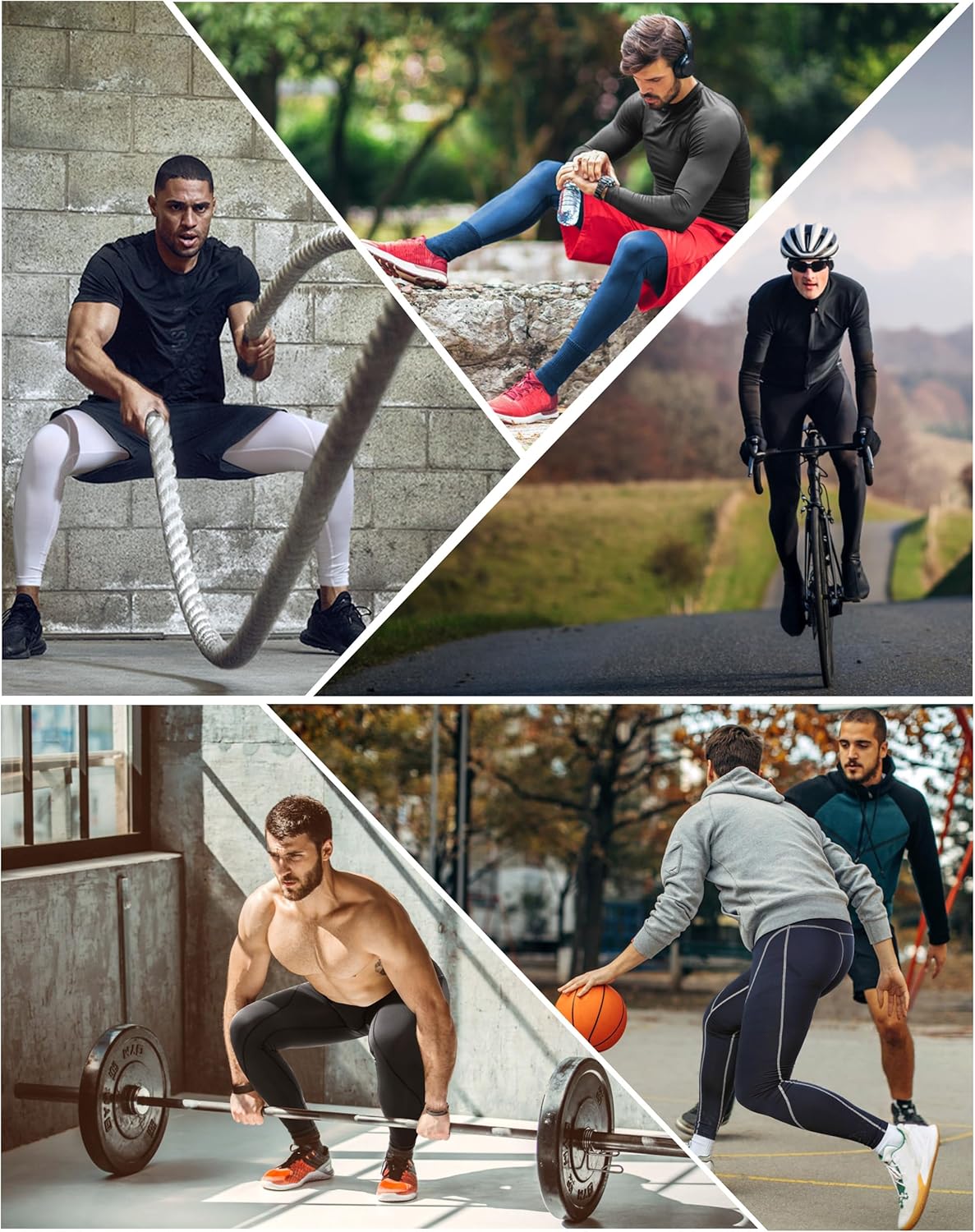 Roadbox 3 Pack Compression Pants Men, Performance Running Workout Sports Leggings, Gym Basketball Athletic Tights Base Layer - Image 7