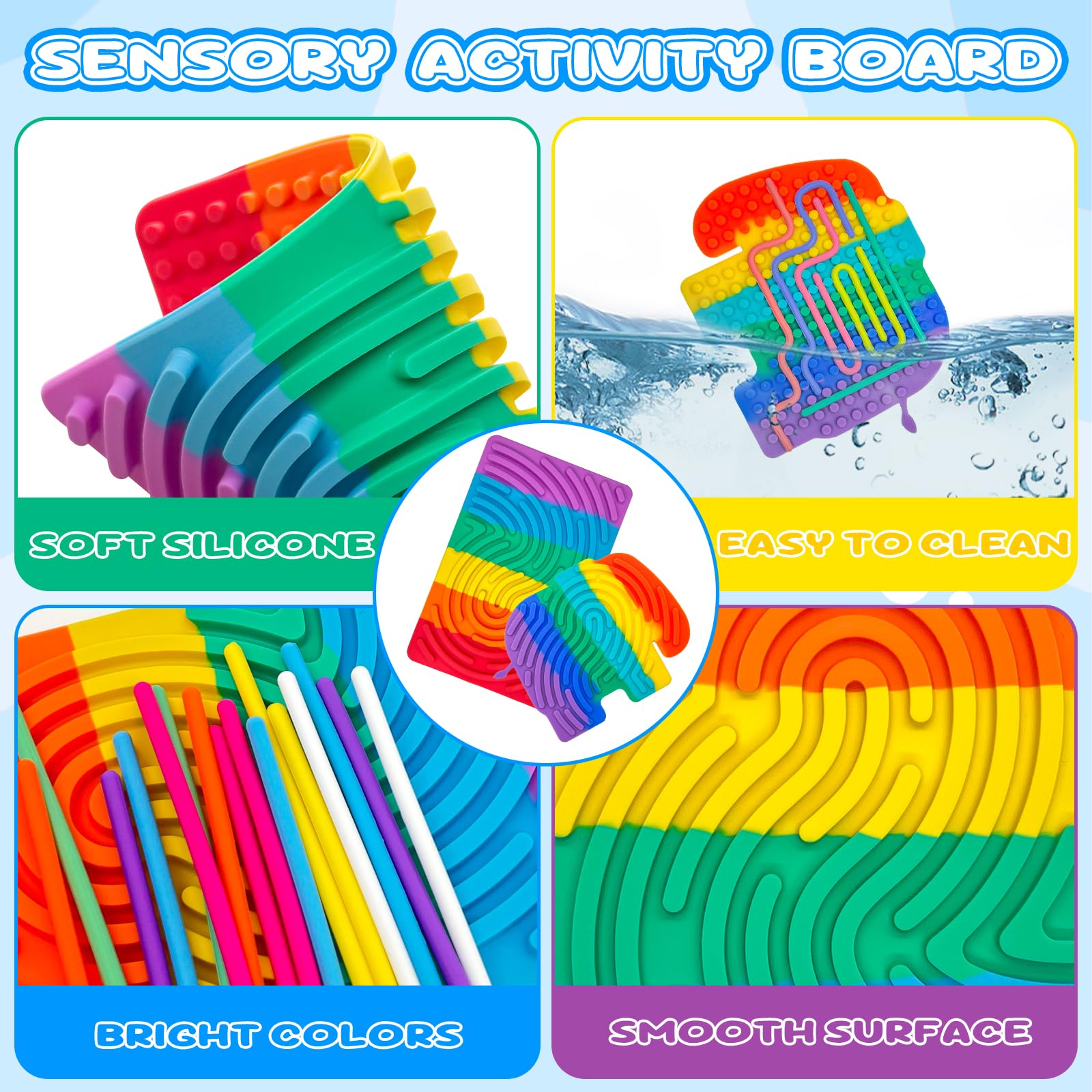 2 sztuki zabawek sensorycznych, silikonowa dwustronna zabawka autystyczna, sensory play z 31 silikonowymi sznurkami, zabawki sensoryczne z torbą podróżną, dla dzieci i dorosłych, redukcja