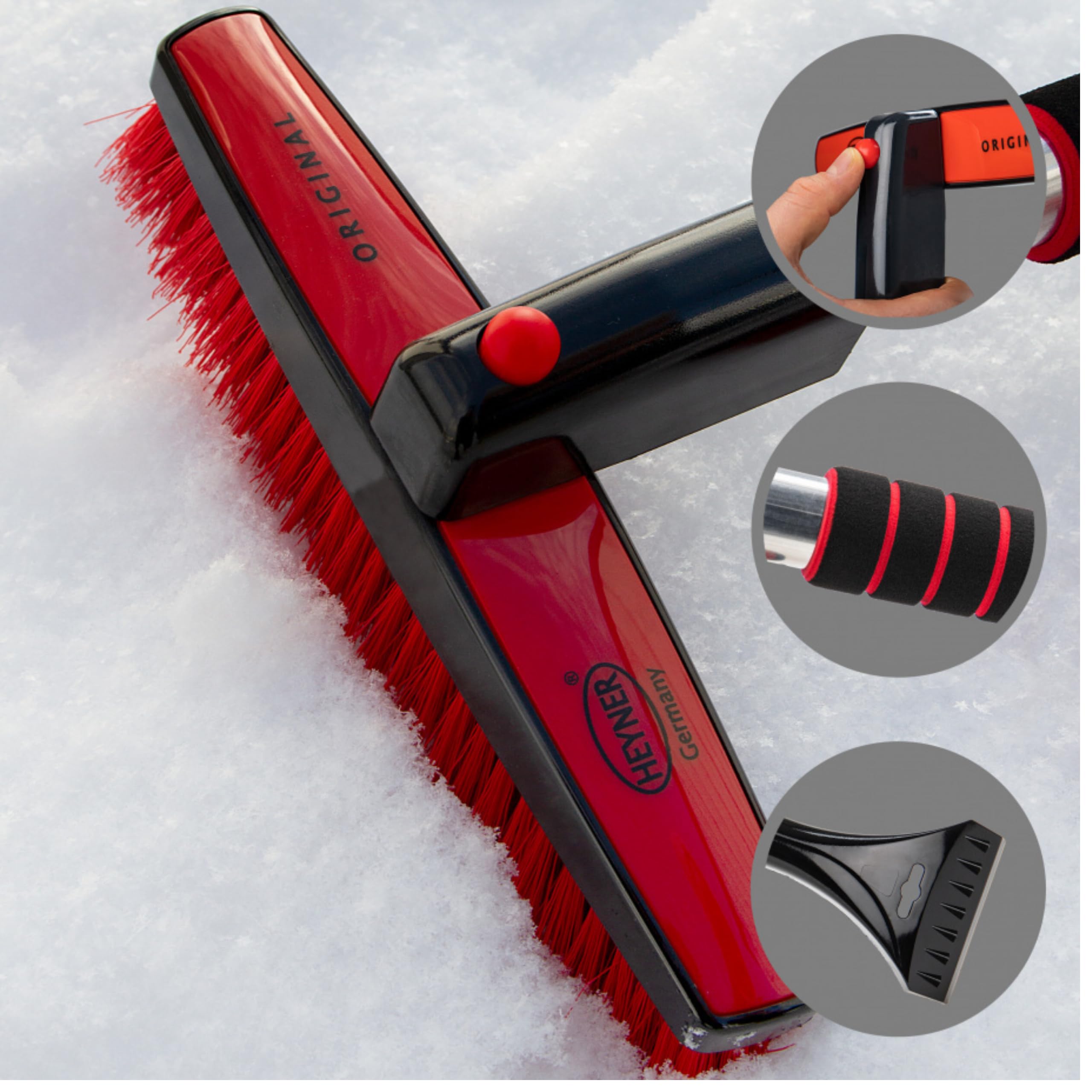 Heyner Germany Extra lang unzerbrechlich Teleskop Auto Windschutzscheibe Eiskratzer Schnee Insektenbürste Xl 110 cm robust ausziehbar