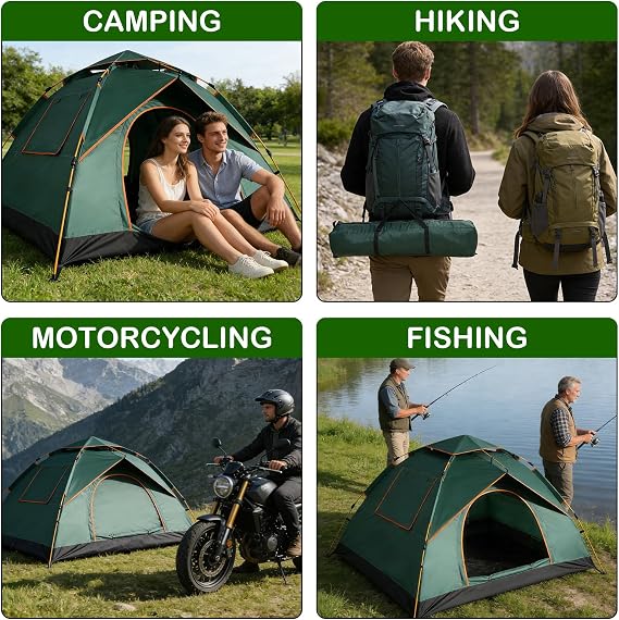 1-2 Person Camping Tent, Waterproof & Windproof Backpacking Tent with UPF 50+ UV Protection, Easy Setup for Hiking, Festivals, Beach, Trips