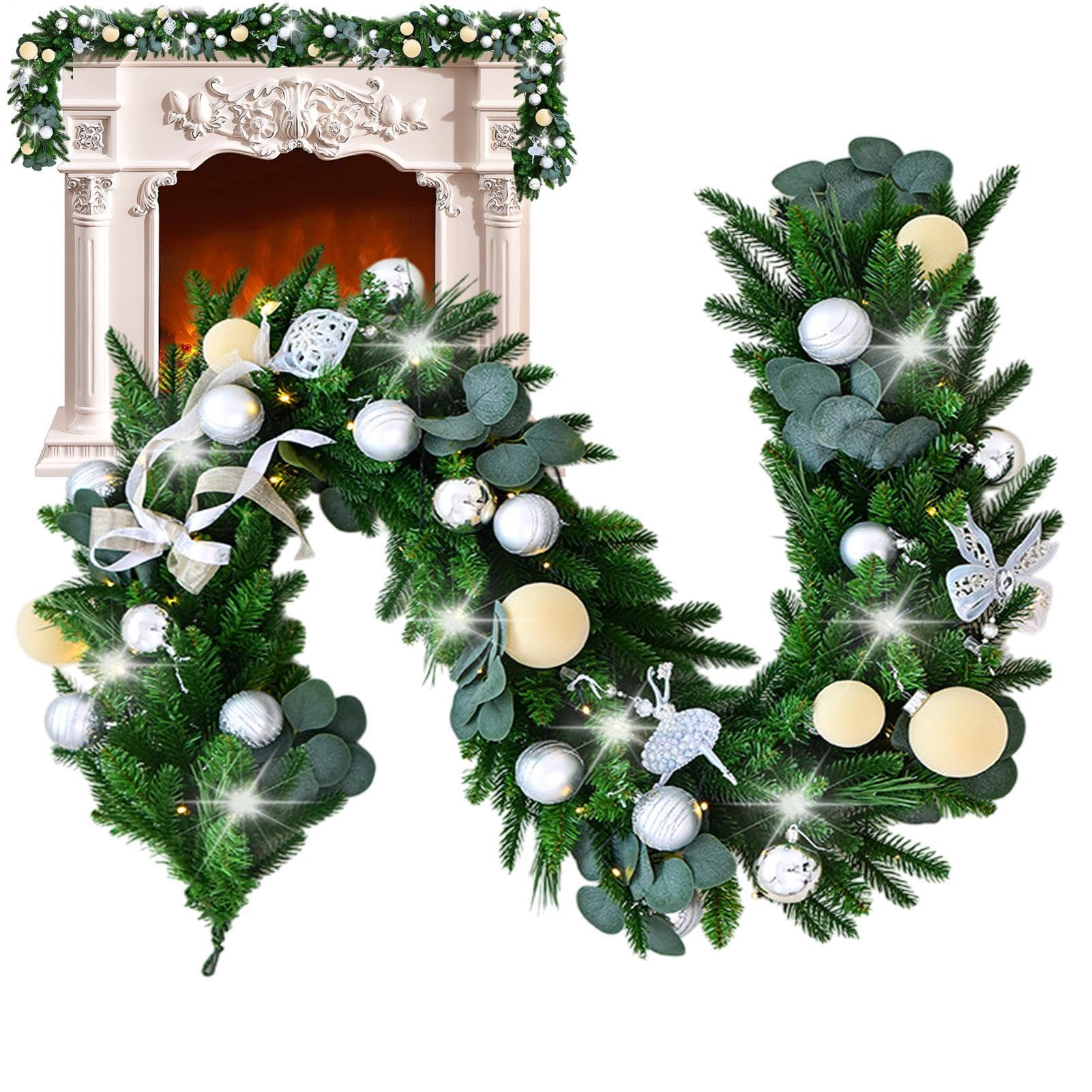 Künstliche Weihnachtsgirlande Wiederverwendbare rustikale Gartendekoration | Weihnachten Szenen-Requisiten für Balkon, Kamin, Haustür und