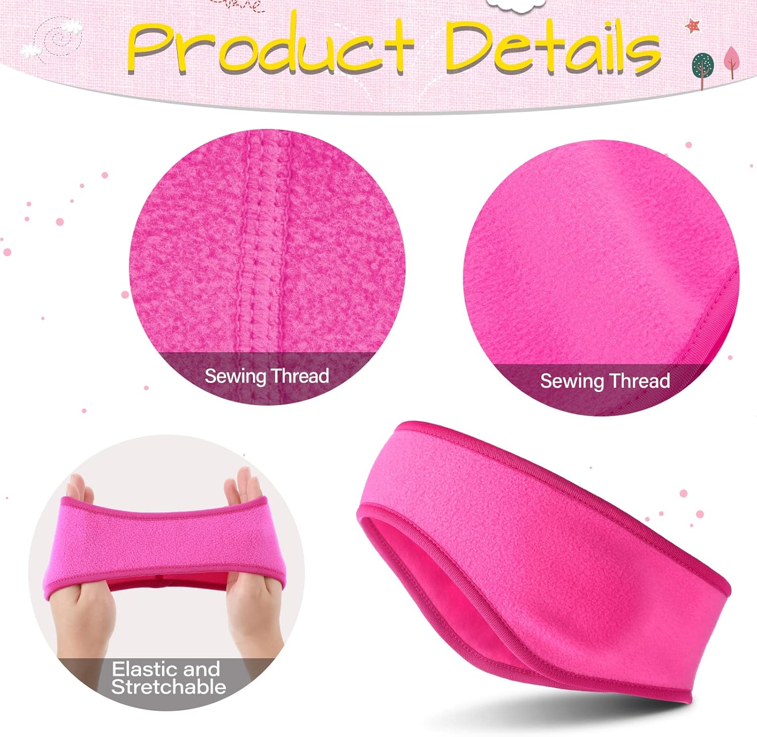 Syhood 4 Pieces Kids Fleece Headband Winter Ear Headbands Warmer Ear Muff for Child Outside Sporting Running - Image 3