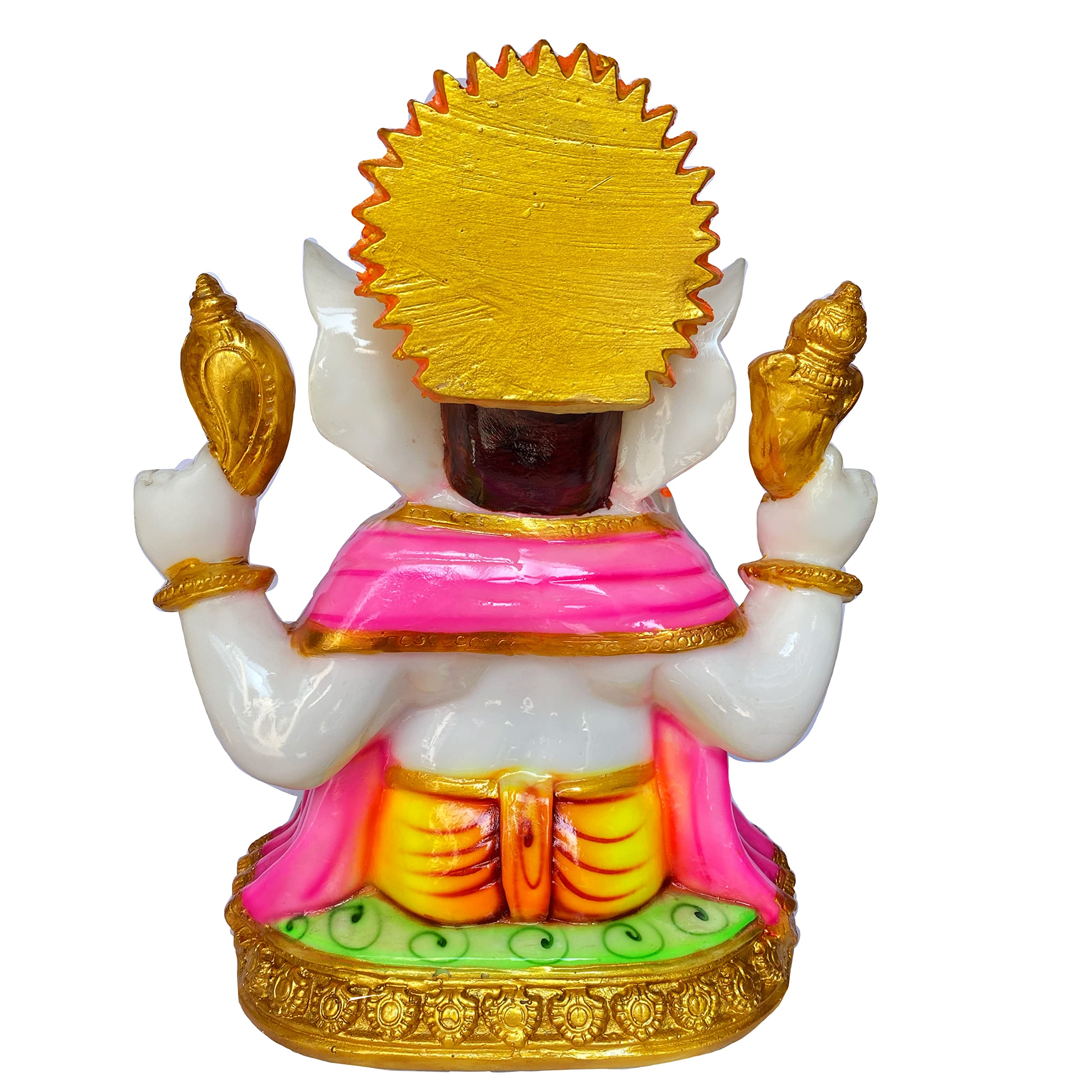 KRISHNAGALLERY1 Marble Dust Ganesh Ji Murti Ganesh Statue Murti Idol Home Pooja Gift Office Decor Big Large Size 14 Inch (Multicolor) 3