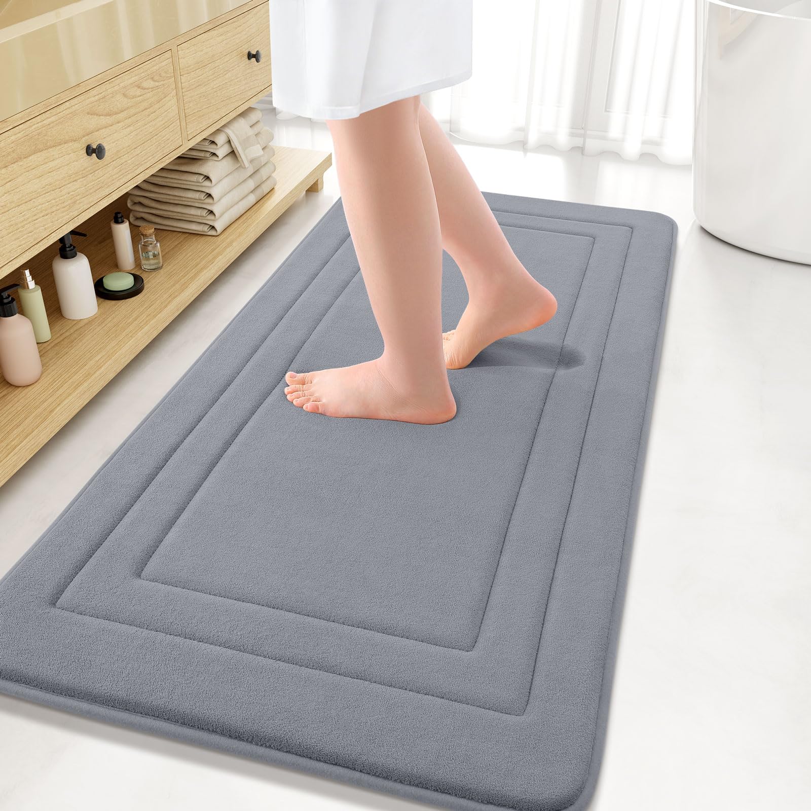 Arotive Memory Foam Bathroom Rug Mat 47x24, Ultra Soft and Absorbent Bath Mat, Machine Wash Dry, Comfortable Bath Rug Carpet for Bathroom Floor, Tub
