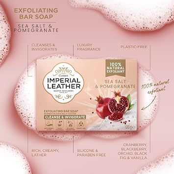 Imperial Leather Pomegranate & Sea Salt Hand Body Exfoliating Bar Soap 120g