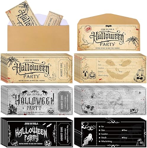 Invitaciones de fiesta de Halloween con sobres - 72 piezas