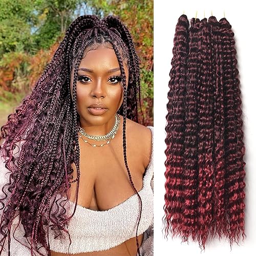 Miniatura 7 de Extensiones de cabello ondulado profundo de 30 pulgadas, color rubio degradado con ondas oceánicas, cabello sintético de ganchillo largo, rizado,