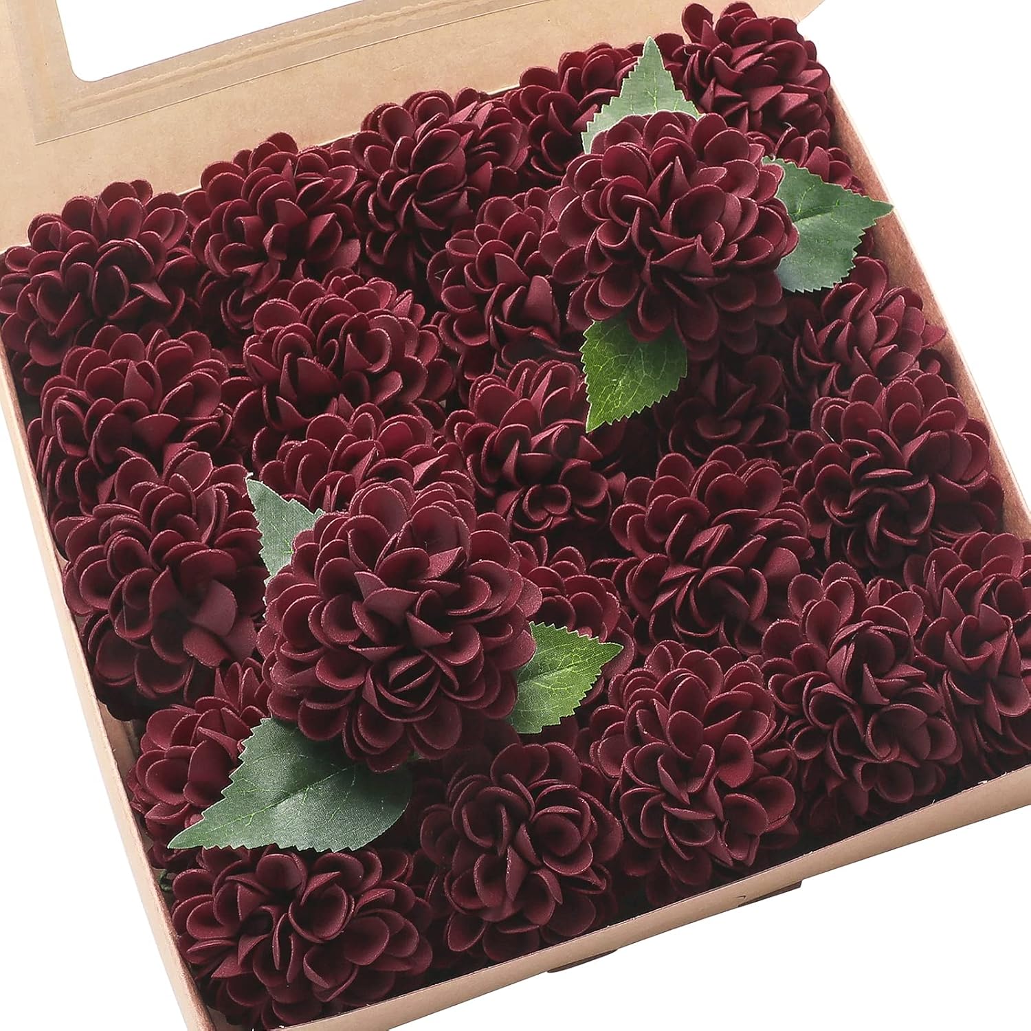 Floroom Artificial Dahlia Flowers 25pcs Real Looking Dusty Rose Shades Foam Fake Roses with Stems for DIY Wedding Bouquets Bridal Shower Centerpieces Floral Arrangements Party Tables Home Decoration