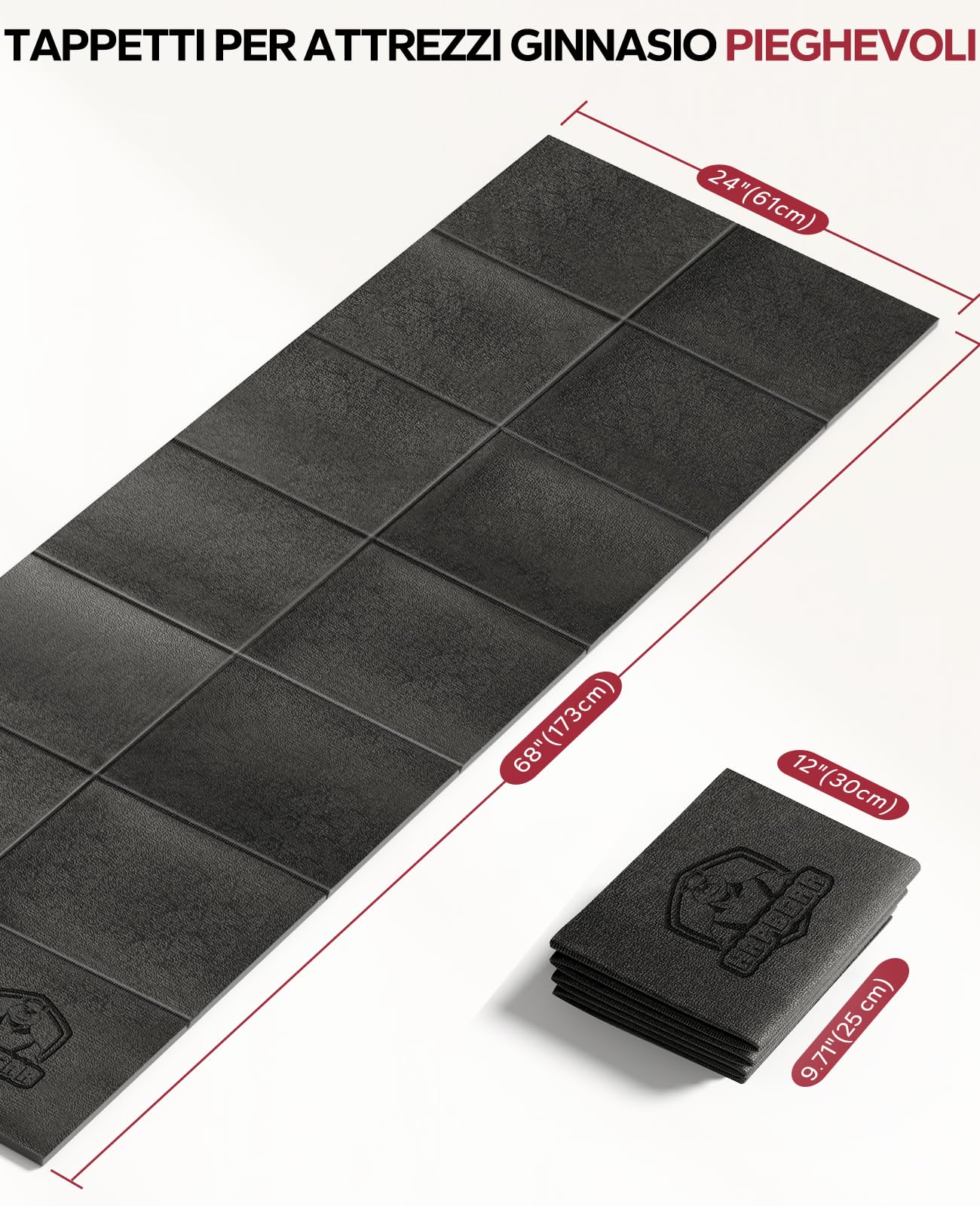 HAPBEAR Tappetino per Attrezzi per Esercizi-152×76cm/ 183×92cm/ 213×92cm×6mm, Tappetino per Panca Pesi ad Alta Densità Tappetino per Attrezzi da Palestra