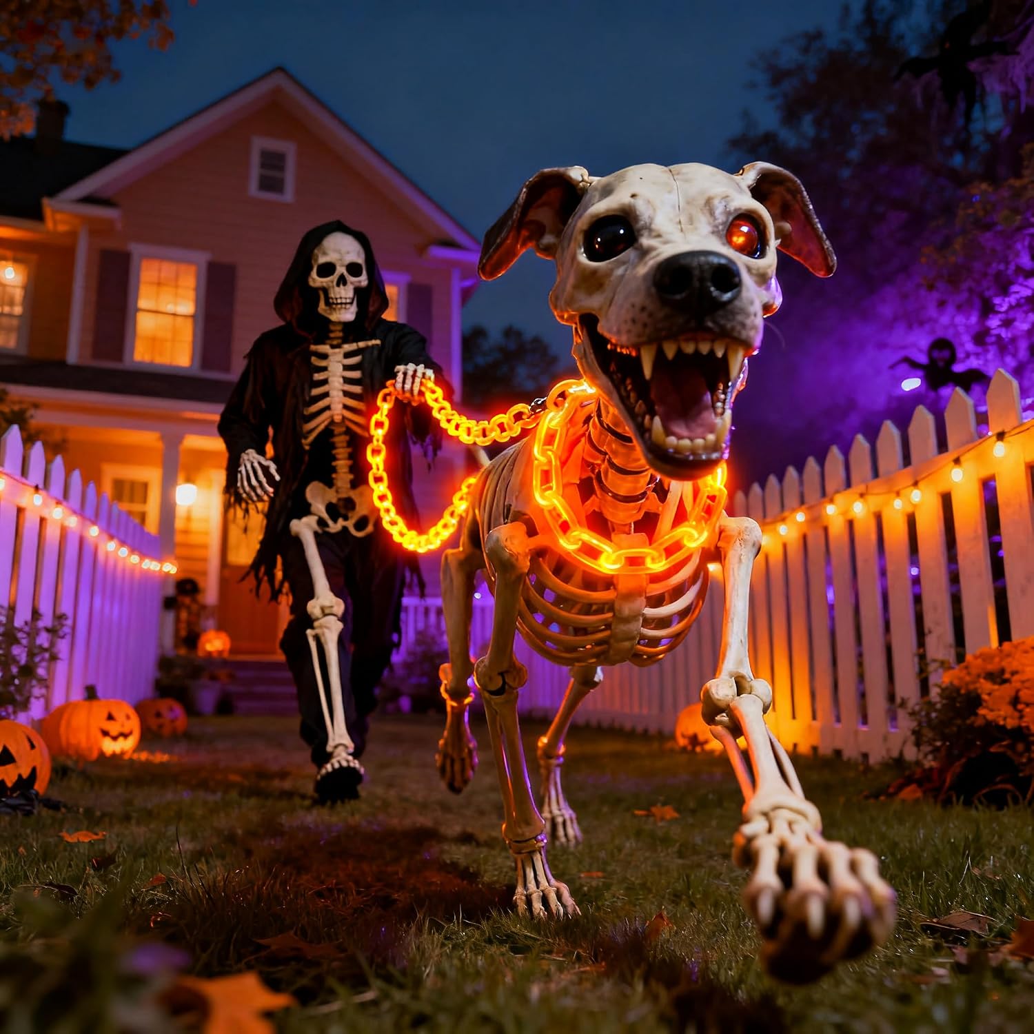 Halloween Decoration Solar Light String,6.6FT, 100 LED Orange Chain Lights. IP44 Waterproof, 8 Lighting Modes. Perfect For Horror Costume Accessories, Haunted House Courtyards & Halloween Party Decor.