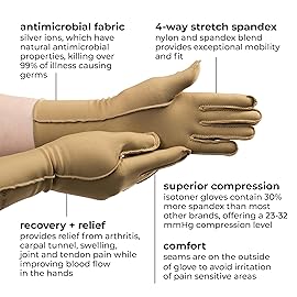Isotoner Therapeutic Gloves, Right, Large, Full Finger