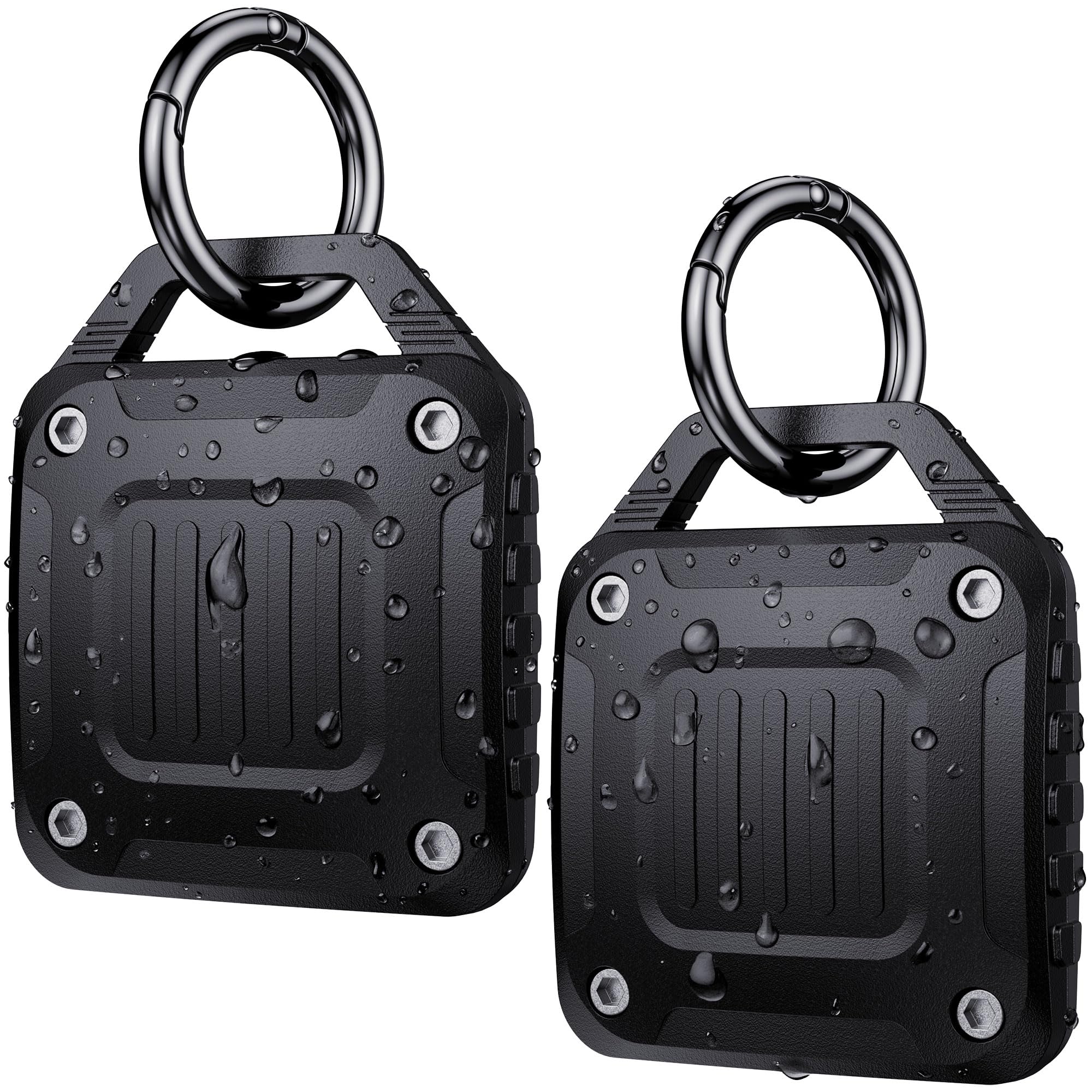 DDJ 2-Pack IPX8 Waterproof for AirTag Holder Case Keychain, Screw Lock - Rugged Case for Apple AirTags (1st & 2nd Gen) with Key Ring, Air TagHolder for Dog Collar/Luggage/Key/Backpack