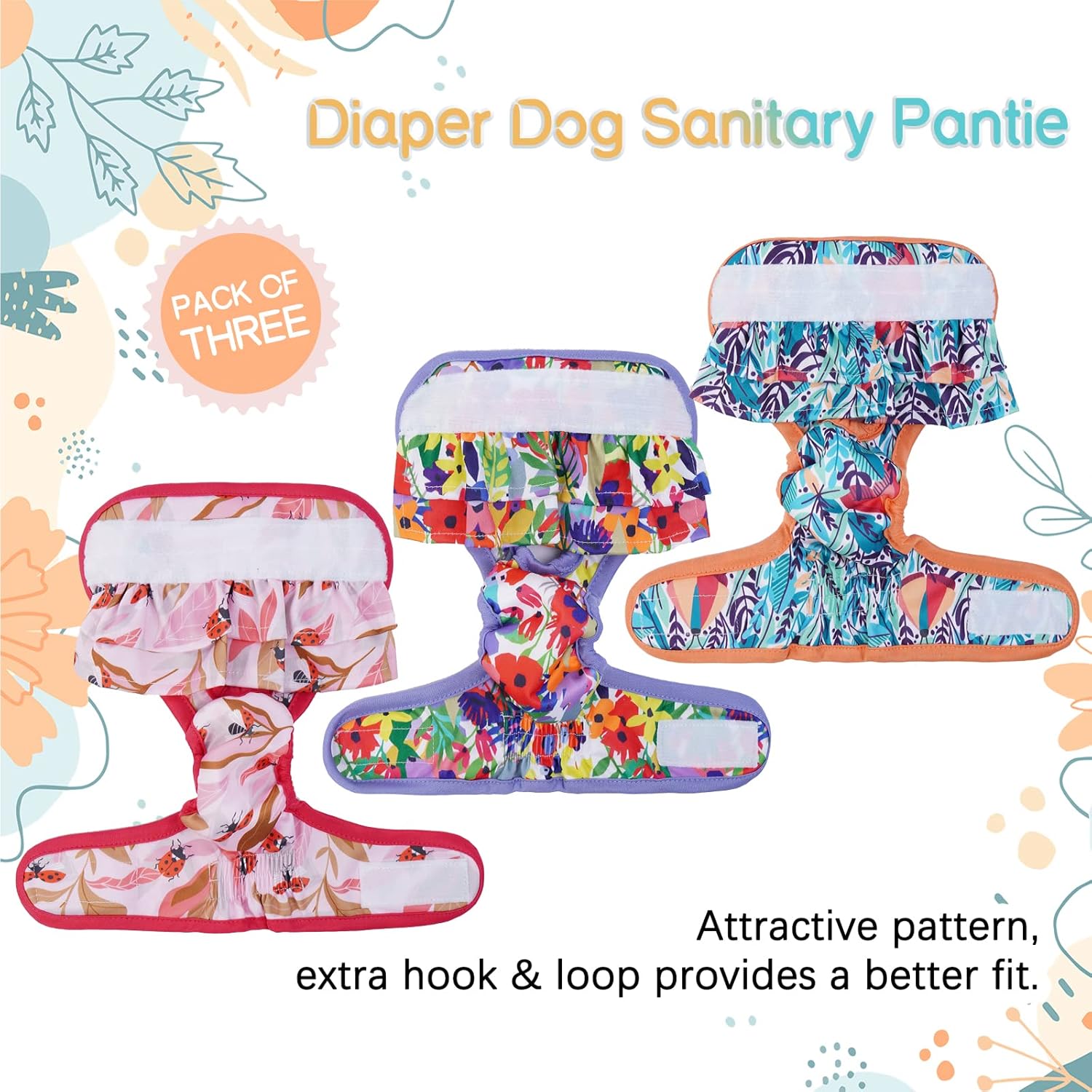 Hjyokuso 3 Pack Reusable Dog Nappies, Super Absorbent Washable Dog