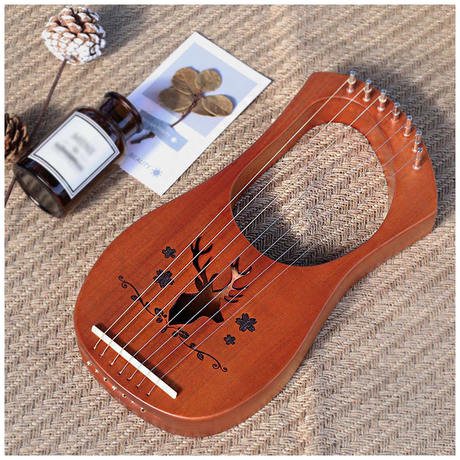 Harfe für Anfänger, Mädchenharfe, groß, europäisch, Laiya, 7 Saiten, für Anfänger, kleine Harfe, kleines Instrument