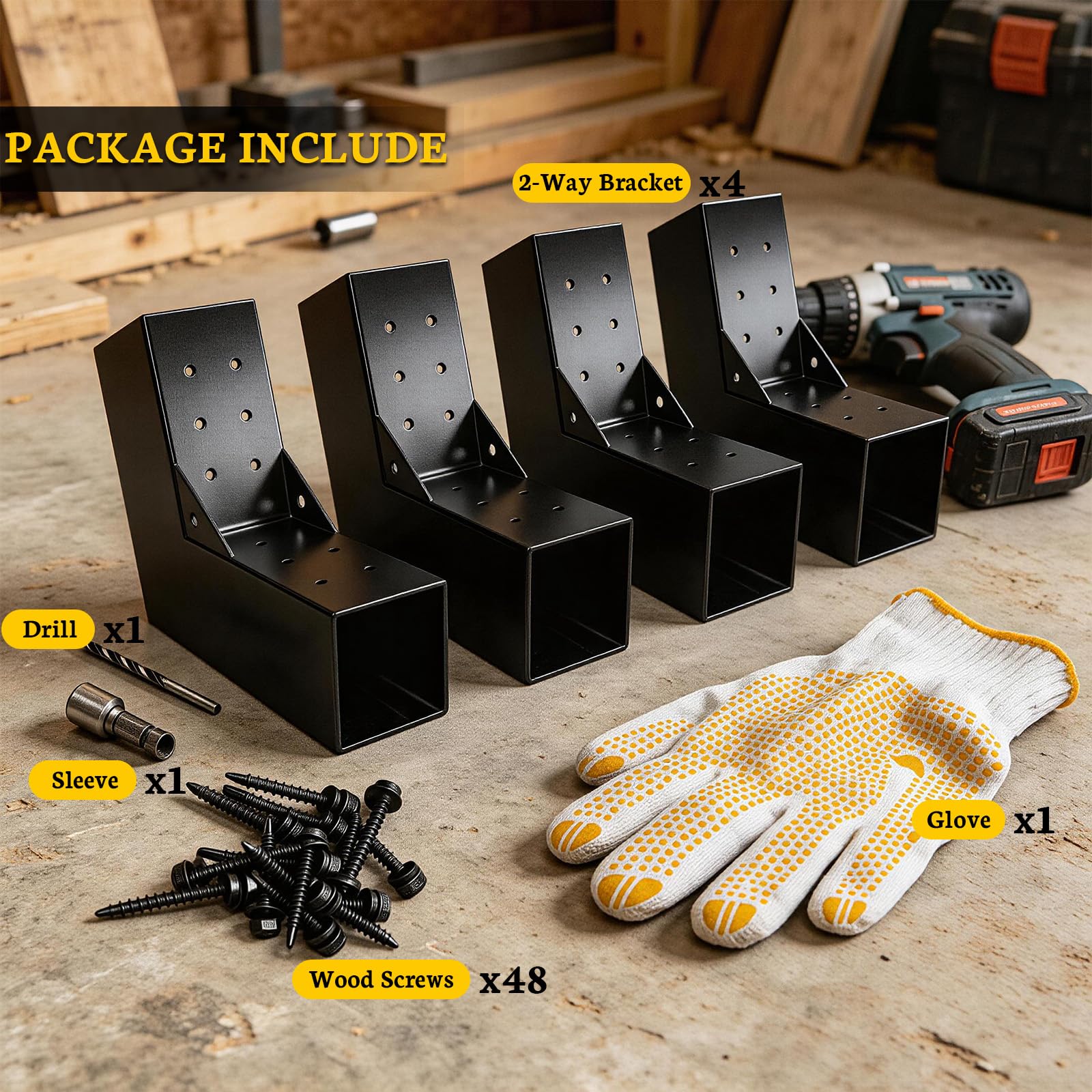 Soporte de pegola de 2 vías de 30 grados, soportes de techo inclinados de calibre 13 para madera de 4 x 4 pulgadas (real: 3.5 x 3.5 pulgadas), soportes de poste inclinados de carpintería para