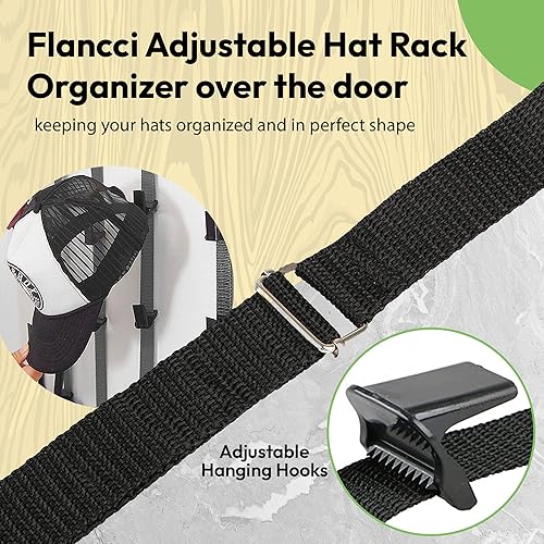 Miniatura 4 de Organizador ajustable para sombreros sobre la puerta soporte para gorra de béisbol colgador para puerta de armario estantes de almacenamiento de