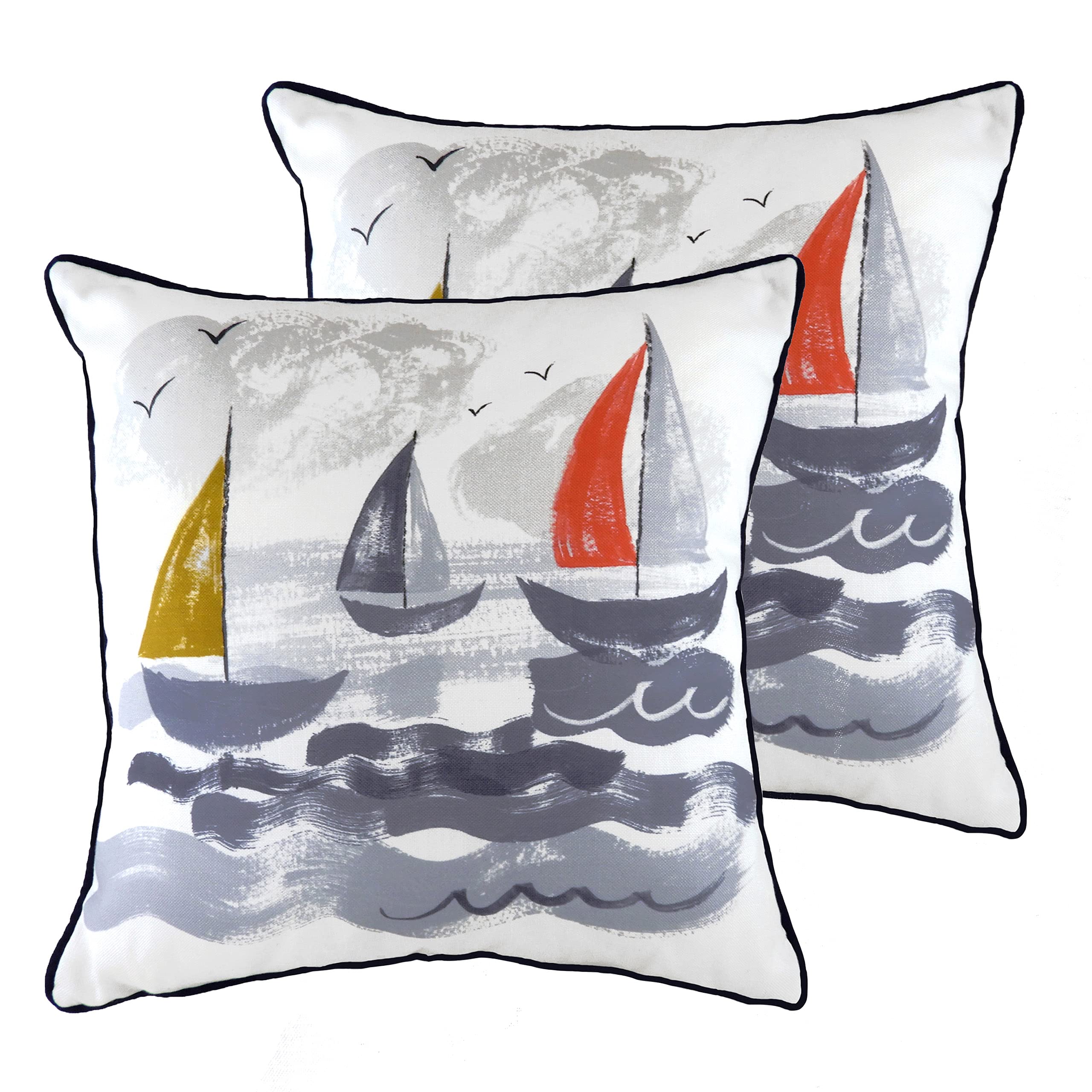 Evans Lichfield Nautical Sailboats Filled Cushion 43 x 43cm