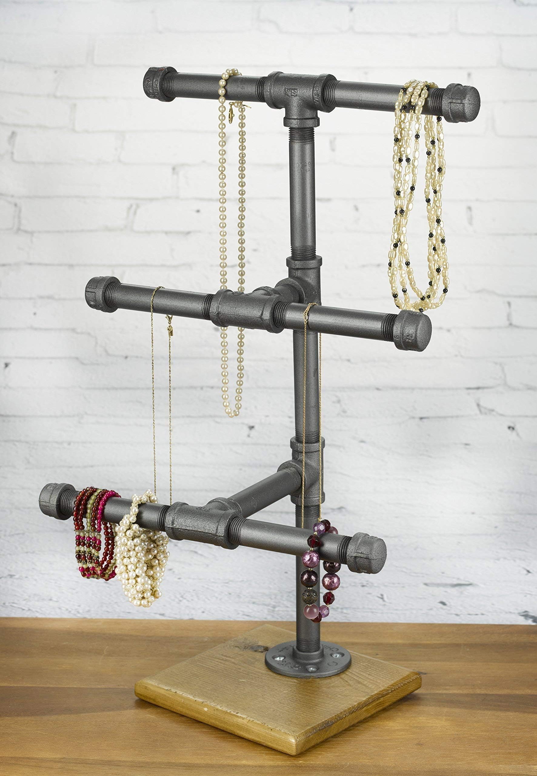 Jewelry Display Rack - 3-Tier Industrial Style Pipe