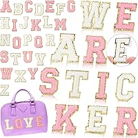 Vista 14 de WILLBOND 52 parches autoadhesivos de letras de felpilla de 2.2/2.8 pulgadas A-Z, calcomanías bordadas del alfabeto para ropa, bolsa, sombrero