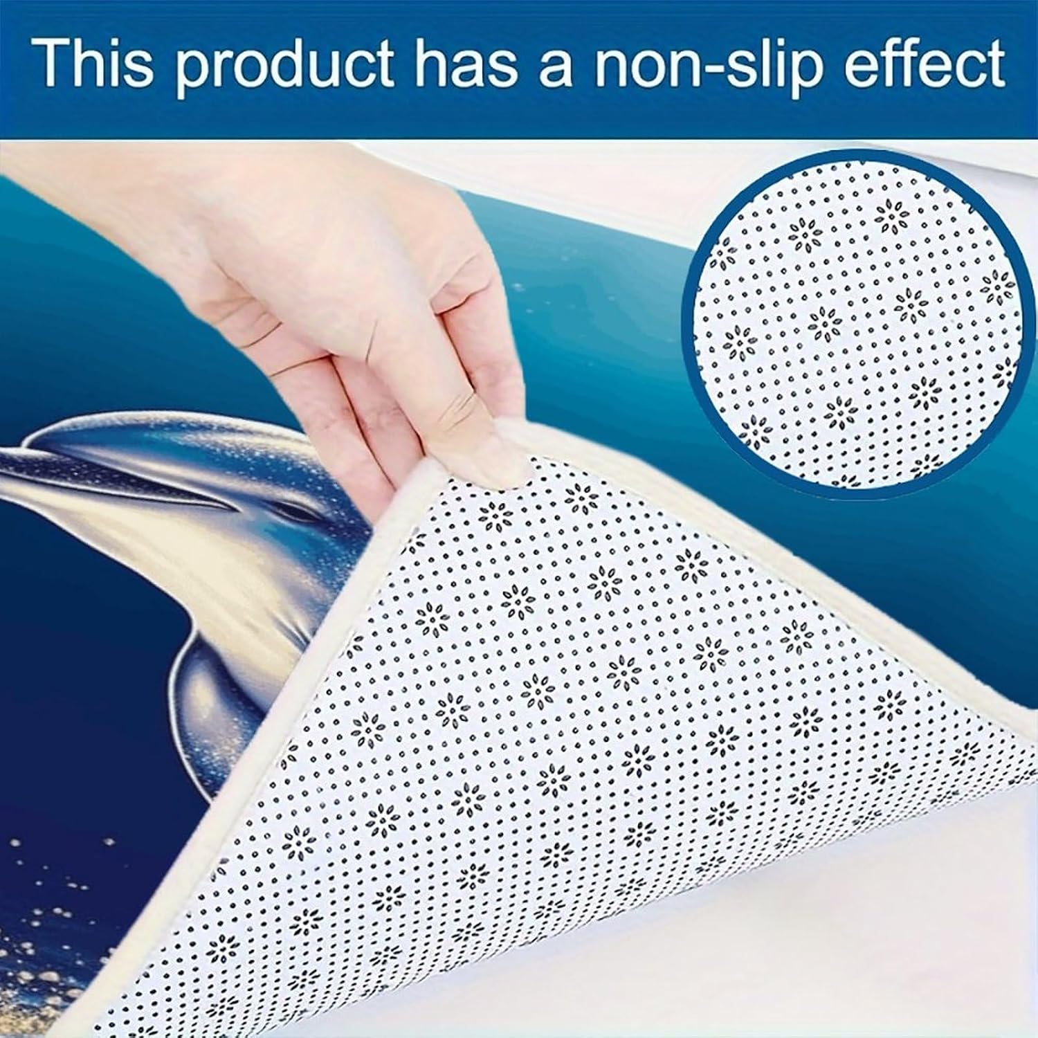 Glitter Dolphin Kitchen Rugs Sets of 3 Washable Non Slip Kitchen Rug Water Resistant Carpet Piece Anti Fatigue Kitchen Mats Soft Comfort Standing Mat Modern Area Rug