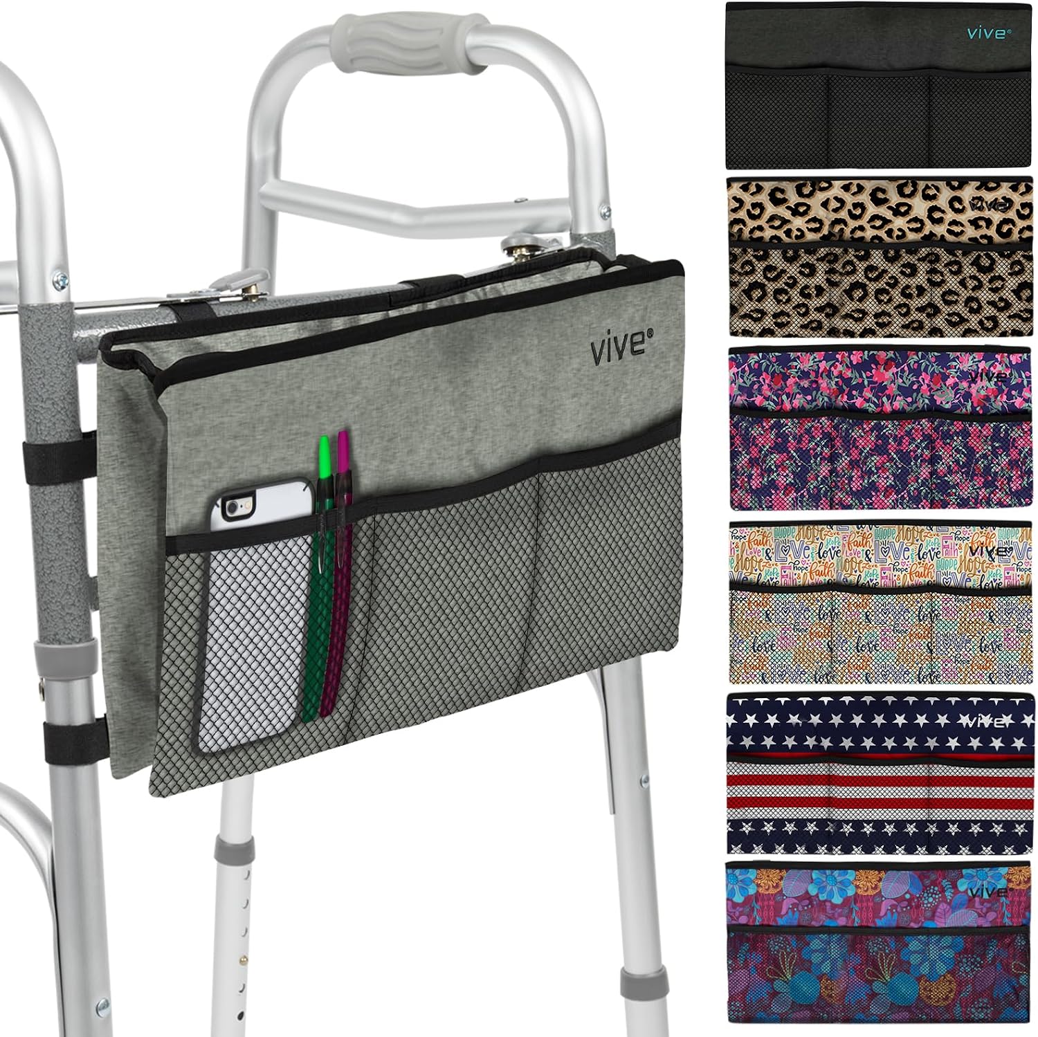 Vive Walker Bag - Accessories Wheelchair Basket Pouch (Water Resistant)