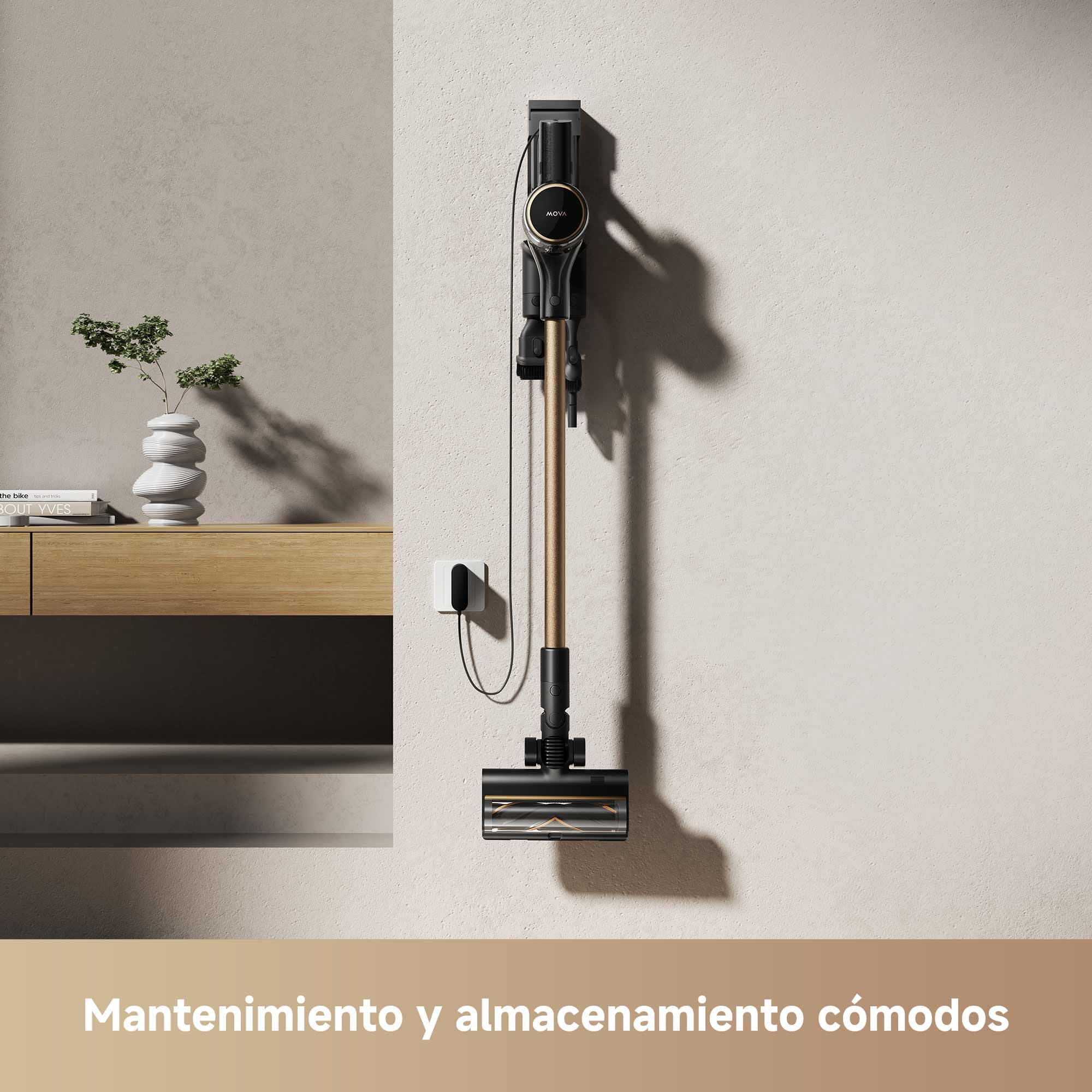 Mova Aspiradora sin Cable S5 Sense, autonomía máxima de 97 min, Aspirador, Cepillo multisuperficie, Anti-enredos, silenciosa, autoportante, alfombras, Suelos Duros y Pelo de Mascotas