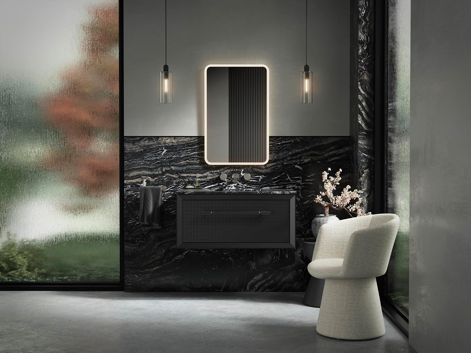 Kohler Essential Ultrabright Lighted Mirror, 22" x 34", Rectangular Design, Bright LED Lighting, 4 Brightness Settings, Modern Bathroom Mirror, K-38023-NA