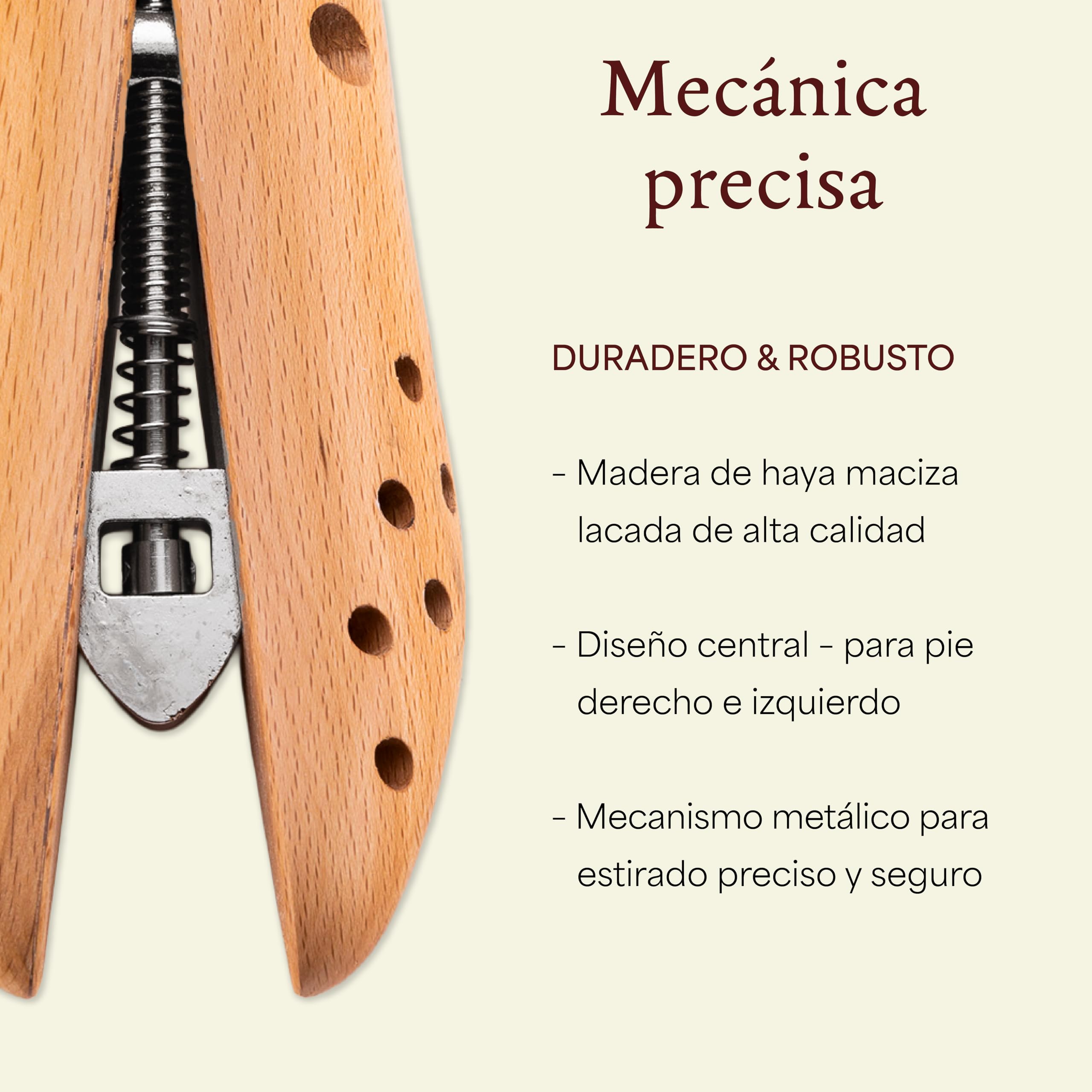 Langer & Messmer alargador de zapatos para mujer contra pellizcos en zapatos o botas - de madera maciza de haya y mecanismo metálico - se estira a lo ancho y a lo largo incl. spray alargador de cuero