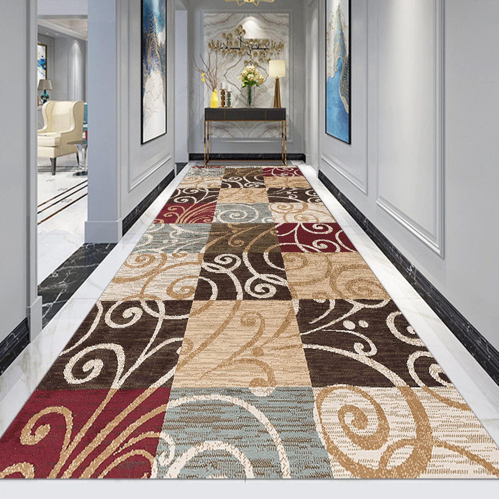 Tapis de passage étroit 80x350cm pour grand couloir d'entrée et chambre