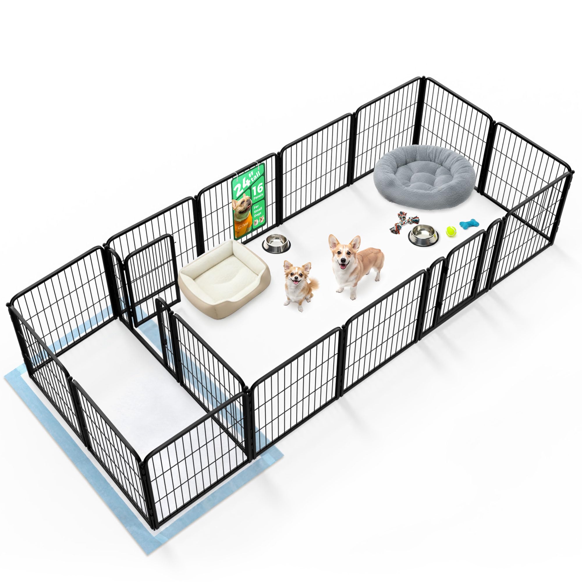FXW Homeplus Indoor Dog Playpen with Divider Connectors, 24" H, 16 Panels