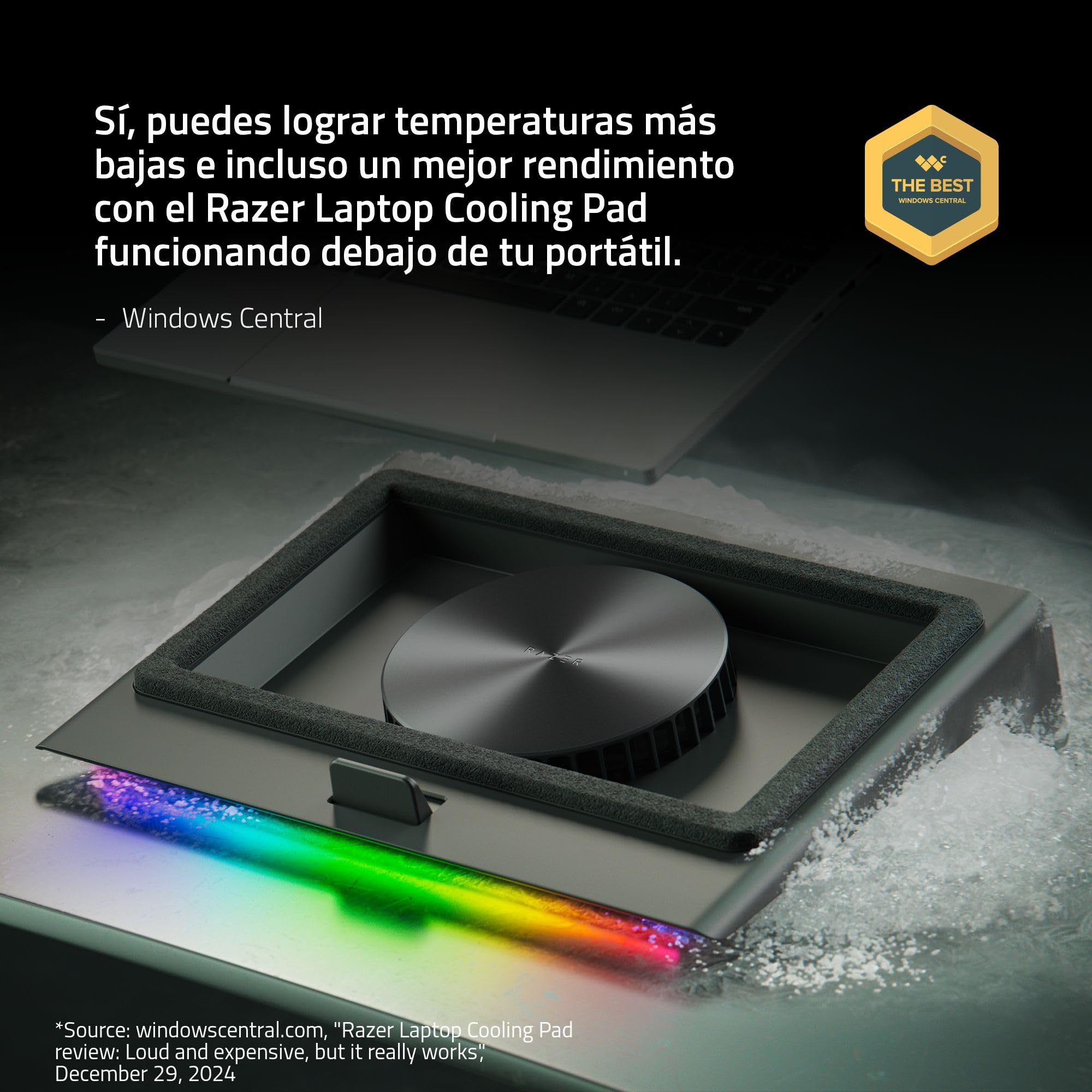 Razer Laptop Cooling Pad - Soporte de refrigeración Inteligente para portátiles de 14" a 18" Pulgadas - Cámara de presión hermética (Curvas de Ventilador Personalizadas, concentrador USB-A) Negro