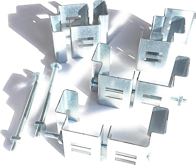 Postfix® Slotted Concrete Fence Post Brackets to Fit 4" x 4" Posts 4 SETS - Fix Anything to Concrete Posts Just Clamp On - NO Drilling!