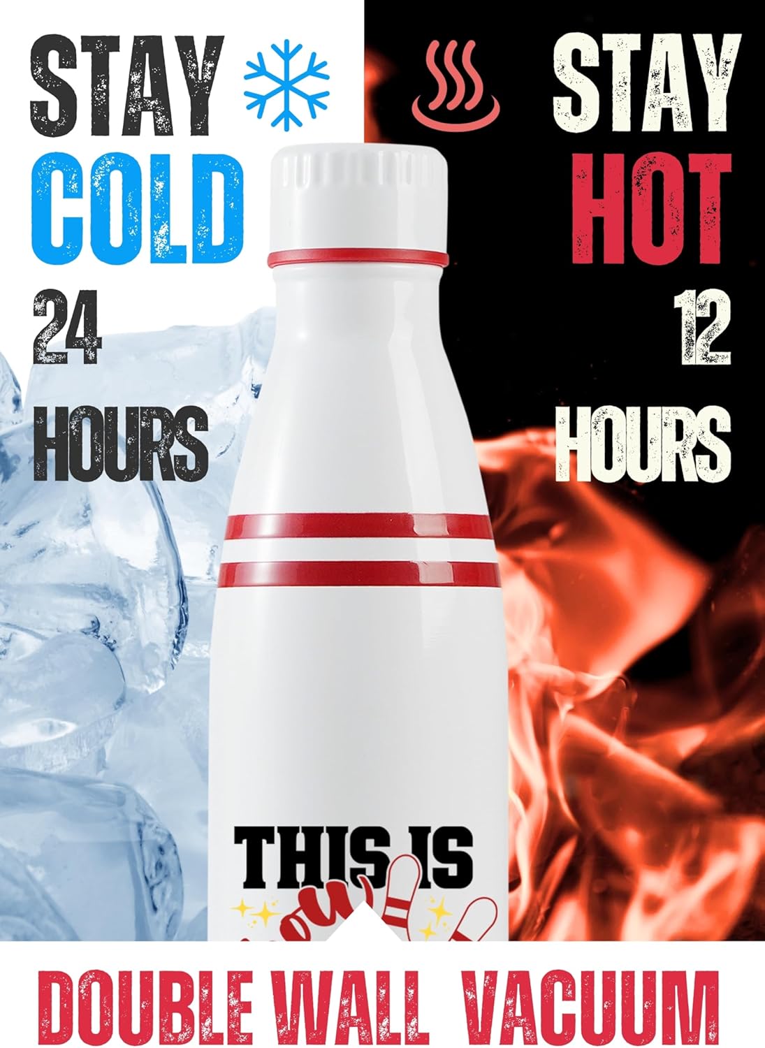 Onebttl Bowling Gifts for Men, Women, Bowling Water Bottle, 17oz Stainless Steel Insulated Water Bottle, This is How I Roll