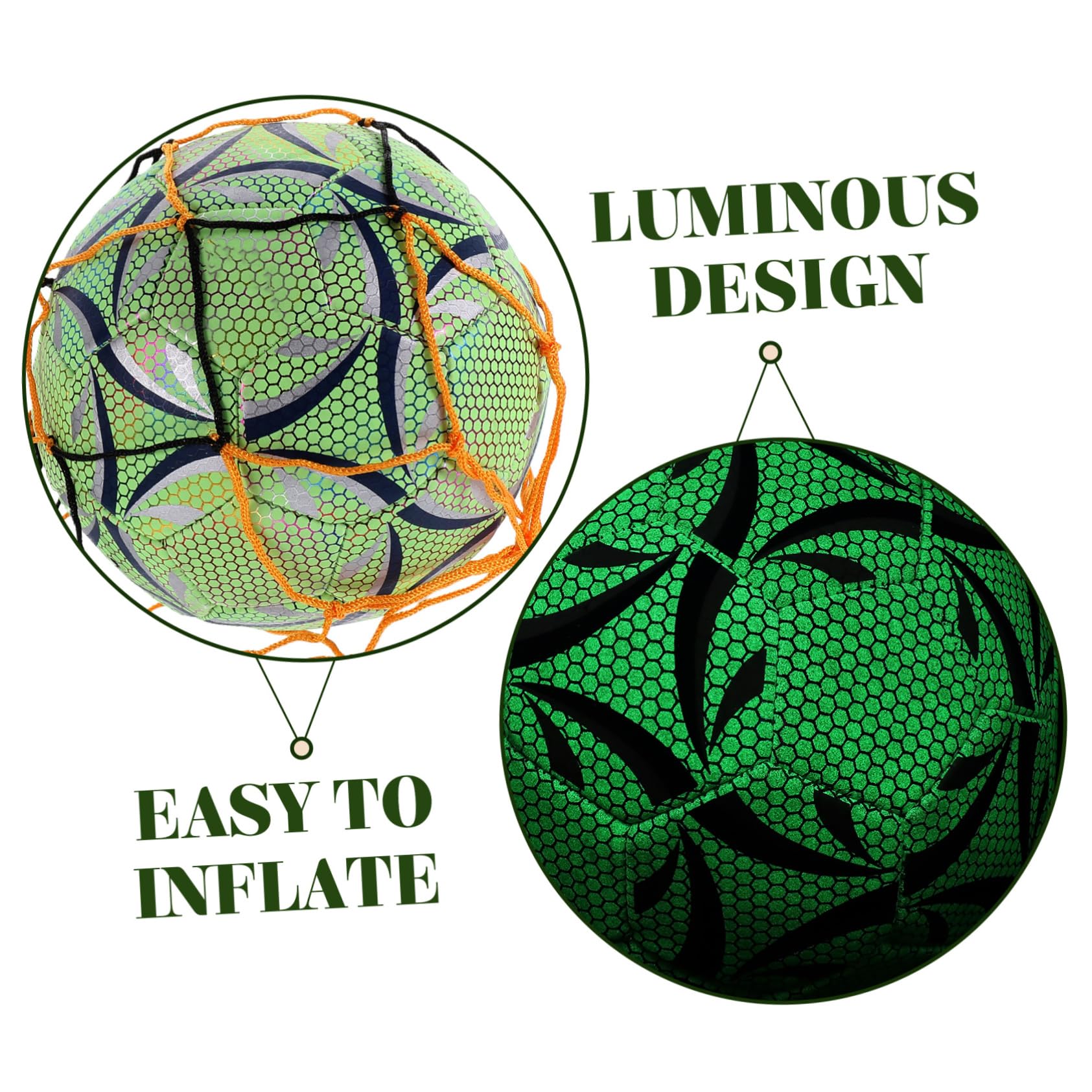 ERINGOGO 1pezzi Pallone da Calcio Luminoso e Riflettente in Materiale Pu Resistente per Allenamento Indoor e Partite Sportive Notturne
