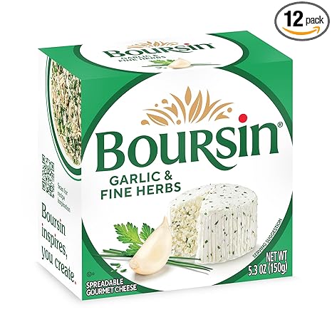 Boursin Garlic & Fine Herbs Cheese, Artisan fresh cheeses, 5.2 Ounce