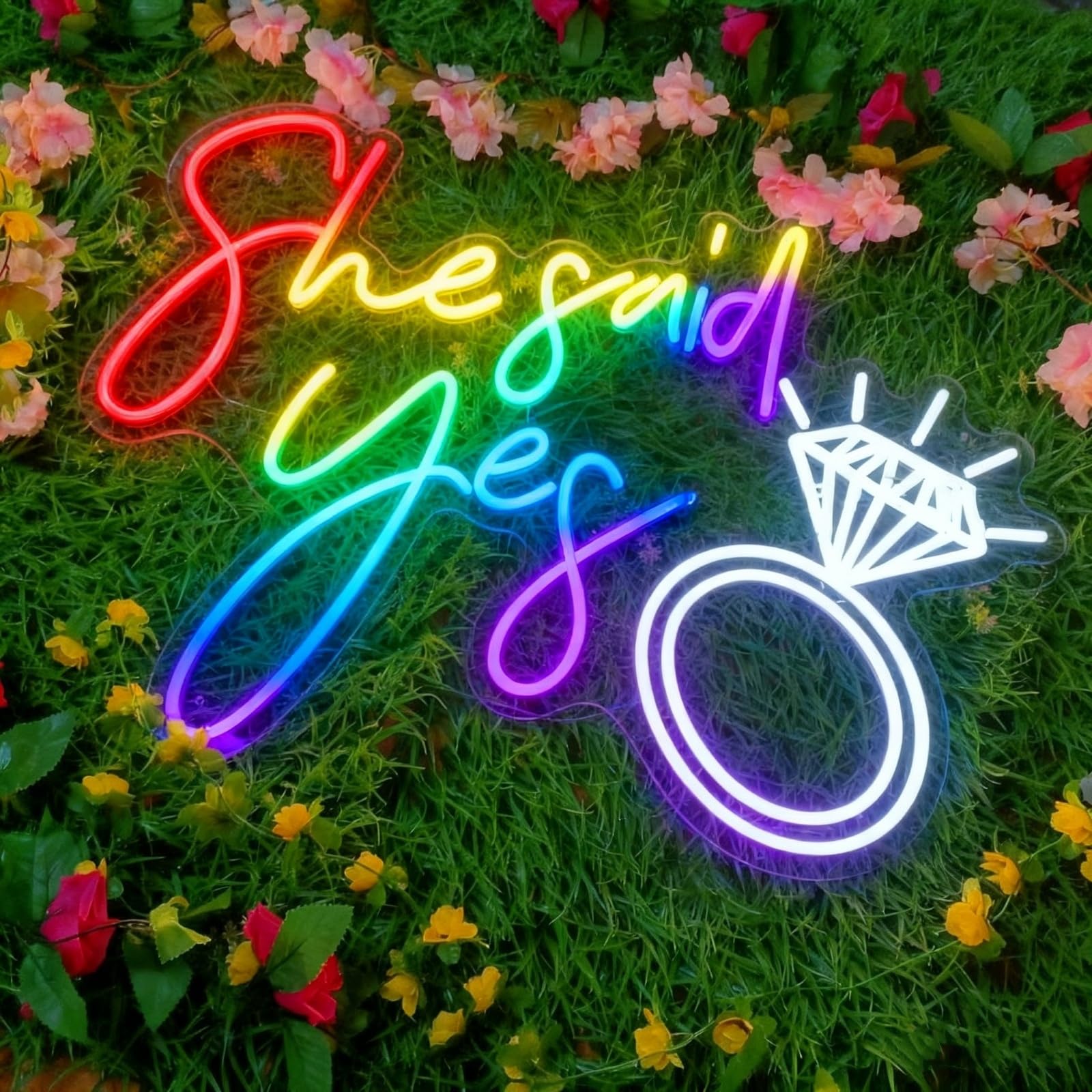 Sie sagte ja Multi Color RGB Neon Sign Powered by USB Farbwechsel & Scrolling und Blinken Modi Fernbedienung für Home Decor Hochzeitsfeier Versammlungen