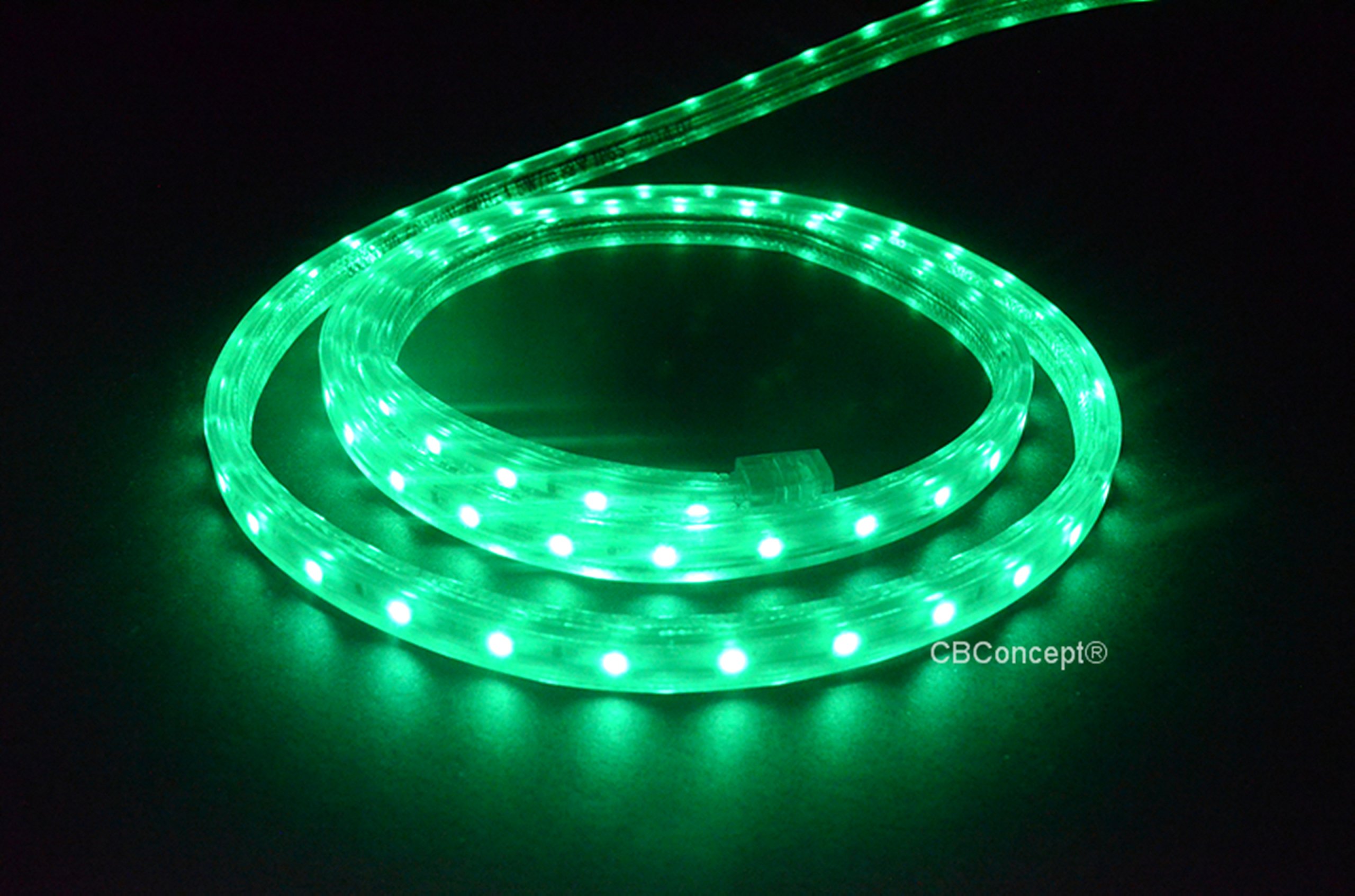 Cbconcept 120VSMD3528-37M-G 120-Feet Green 120 Volt LED SMD3528 Flexible Flat LED Strip Rope Light, 3/8-Inch Width x 1/4-Inch Thickness