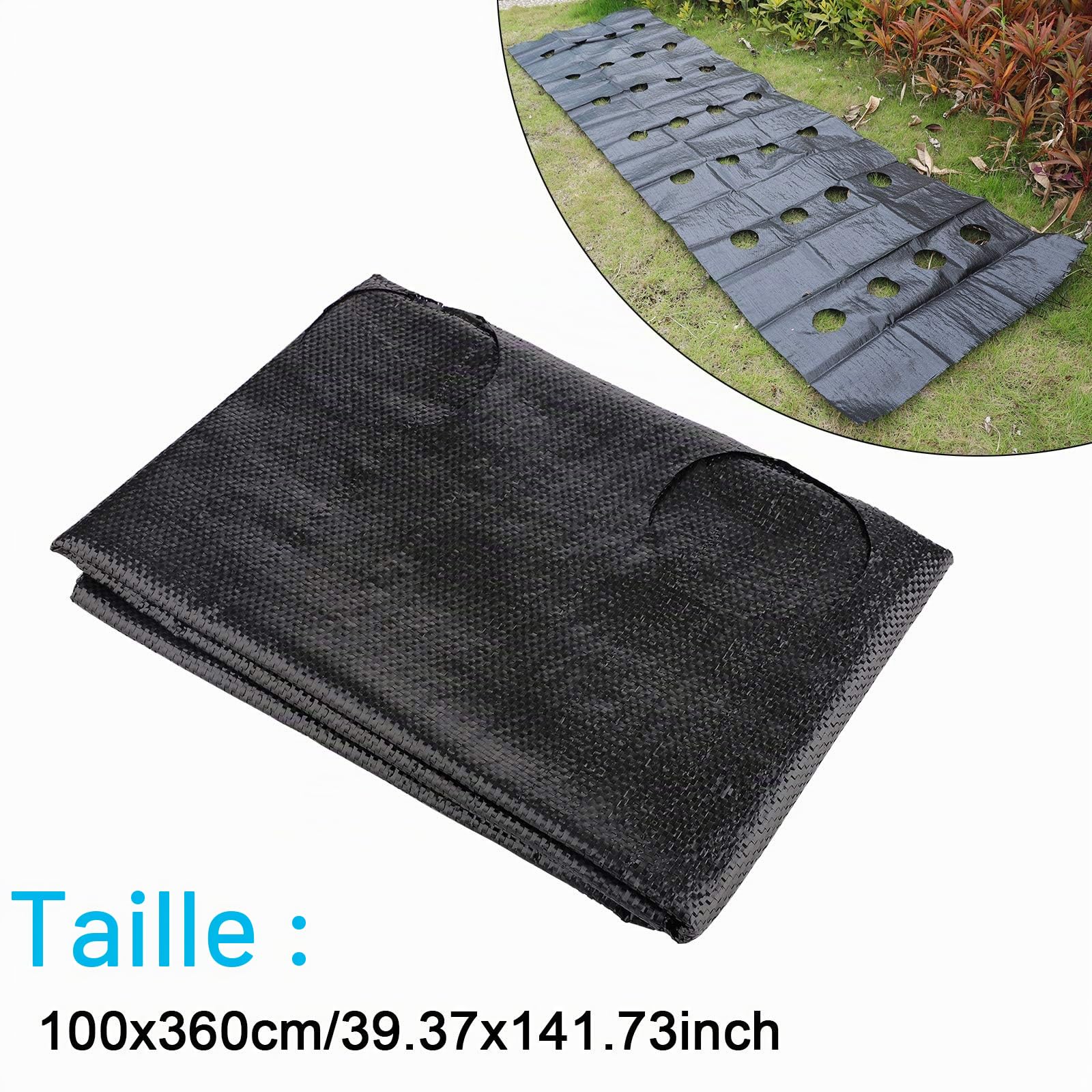 Lot de 2 barrières de Jardin en Tissu d'aménagement paysager avec Trous de Plantation - 0,9 x 3,9 m - Très résistantes - pour Le contrôle de l'érosion du Sol - Stabilisées aux UV (2 Pack)