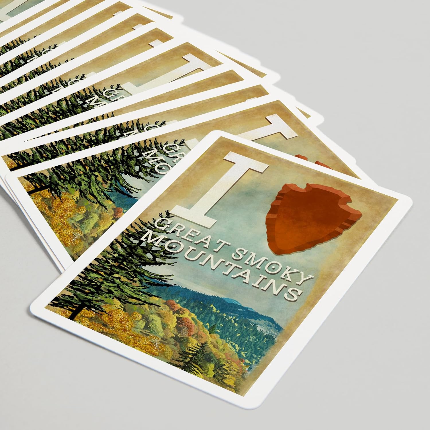 Lantern Press Great Smoky Mountains, Tennessee, I Heart Great Smokey Mountains, 52 Playing Cards for Adults, Poker Size Card Deck