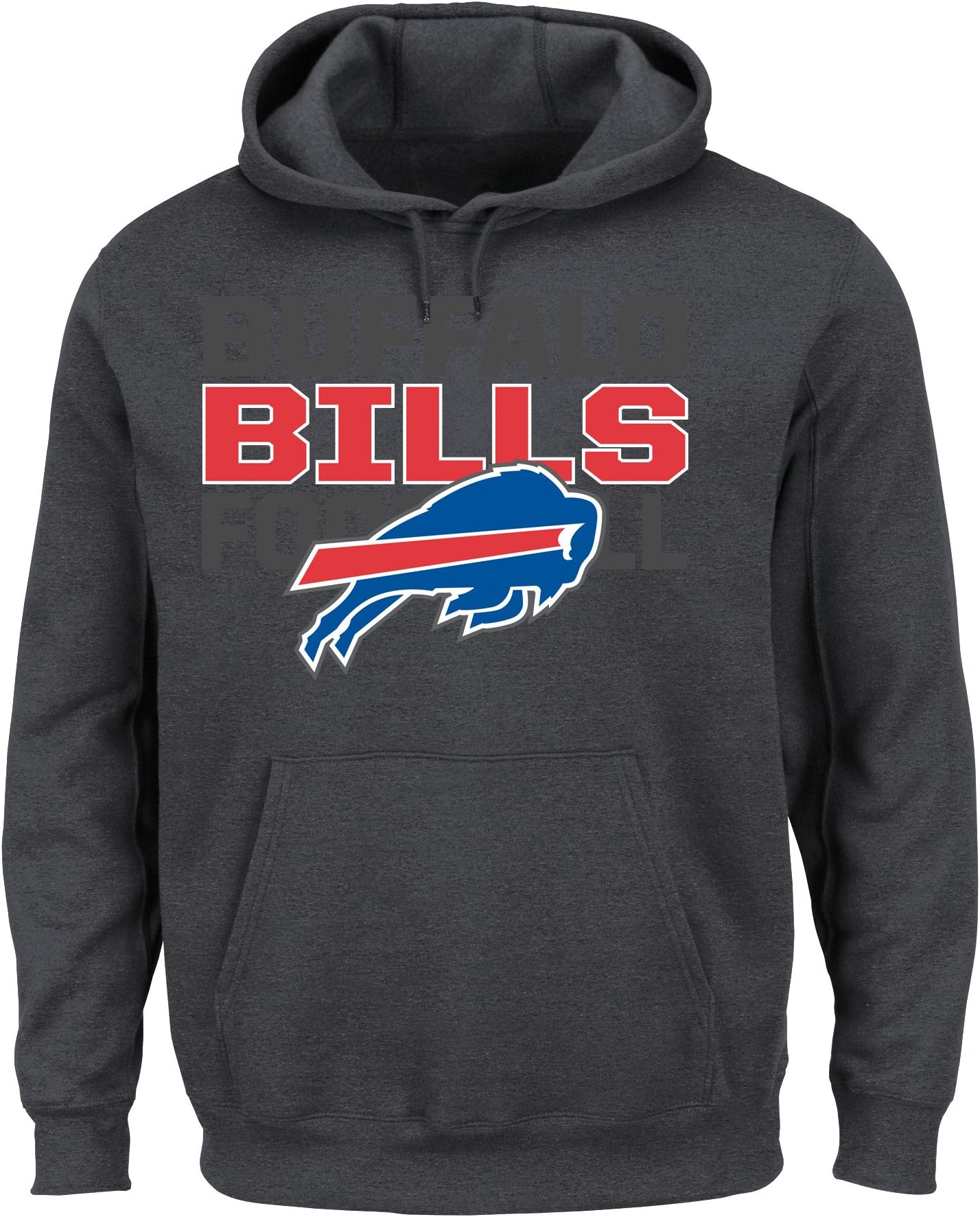 NFL Buffalo Bills Long Sleeve Pullover Screen Printed Hoodie, 6X-Large, Charcoal/Heather
