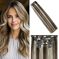 Vista 47 de WindTouch - Extensiones de cabello humano liso con pinzas, color negro azabache, 2.47 onzas, N.° 1, 12 pulgadas, 7