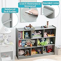 Vista 4 de 3-Tier Bookshelf, 8-Section Wooden Bookcase, Storage Organizer with Anti-Tilt Device, Modern Storage Display Cabinet for Living Room, Classroom