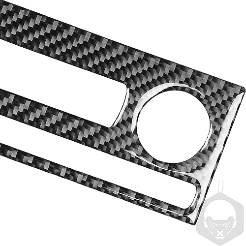 Miniatura 6 de Botón de aire acondicionado para automóvil, cubierta de panel de perilla de control de clima, calcomanía de ajuste de fibra de carbono real,