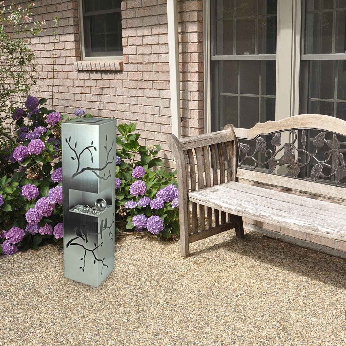colourliving LED Dekosäule Garten Edelstahlsäule Gartensäule 100 cm mit Kugeln Haustür Dekoration