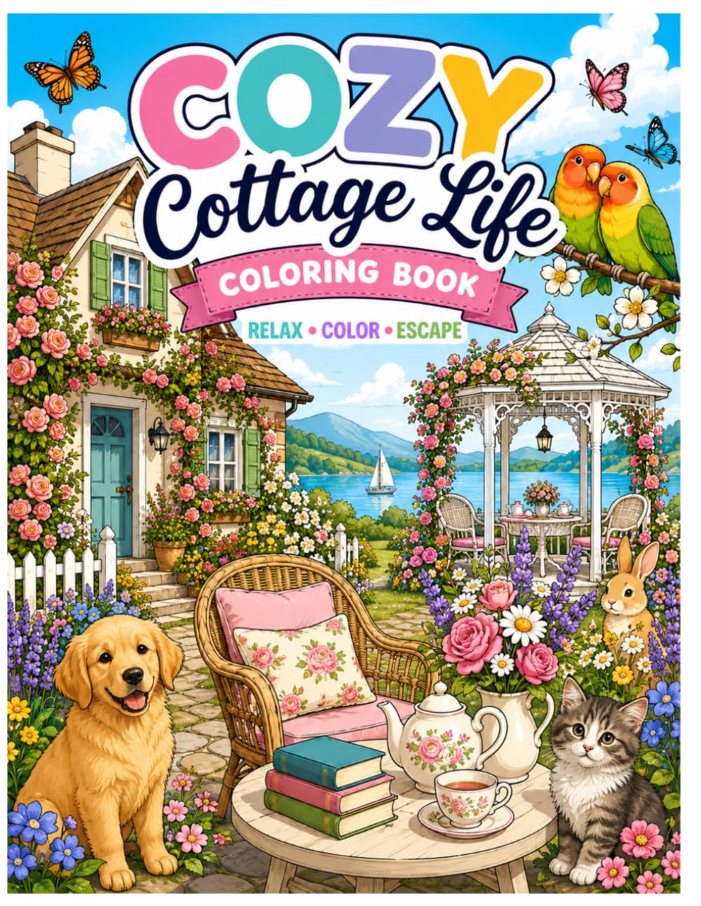 Coloring book for Kids and Adults: Cozy Cottagecore Coloring Book