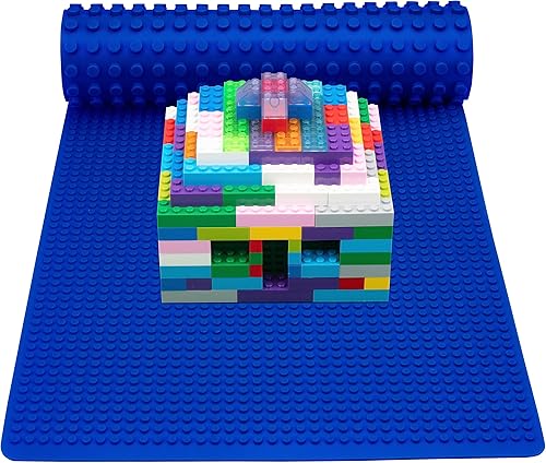 Miniatura 7 de SCS Direct Tapete de juego de silicona de bloques de construcción de ladrillos, 32 pulgadas, enrollable, plegable y portátil, tapete de juego de dos