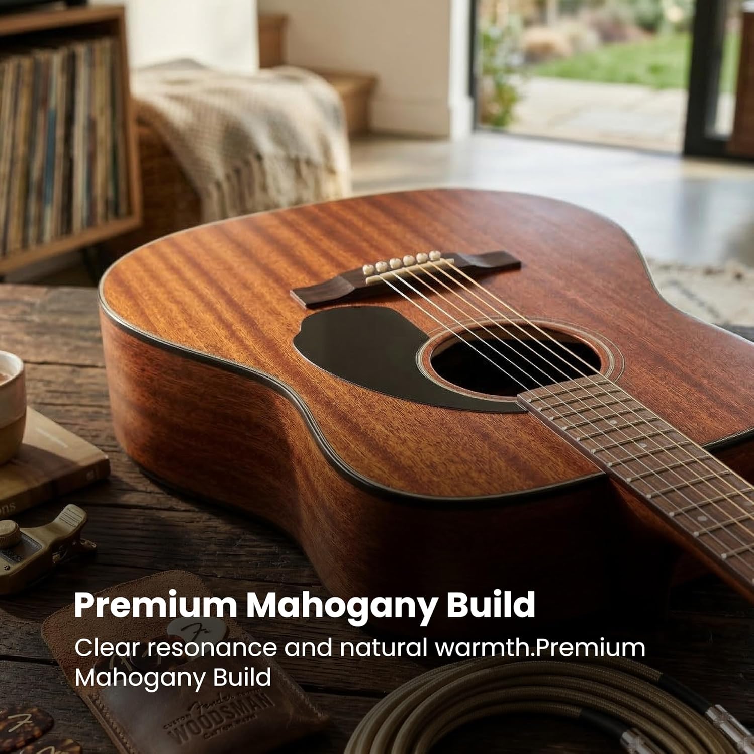 Fender CD-60S Solid Top Dreadnought Acoustic Guitar - All Mahogany Bundle with Gig Bag, Tuner, Strap, Strings, Picks, and Austin Bazaar Instructional DVD