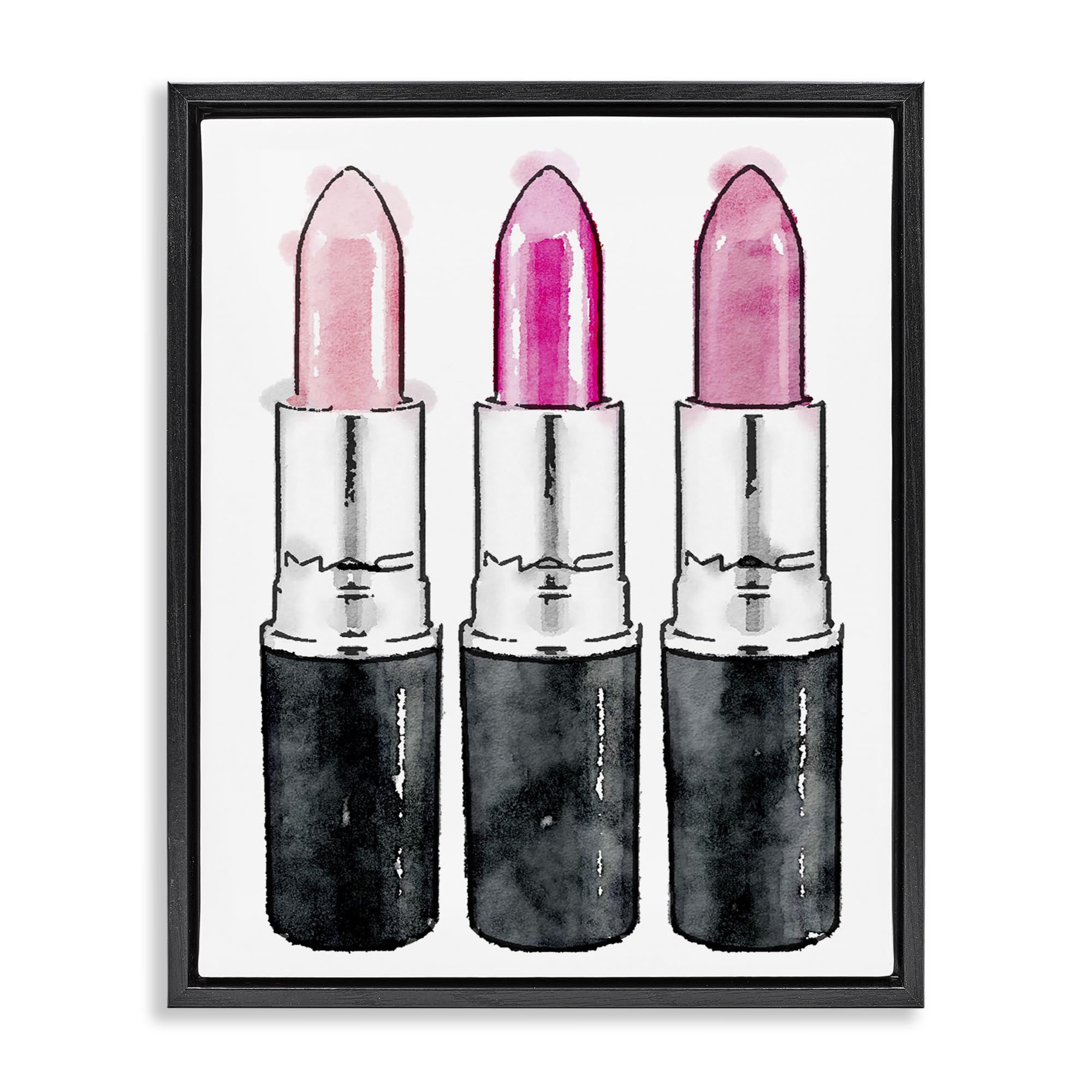 Stupell Industries 'Three Pink Lipsticks'| Floating Frame Canvas Art