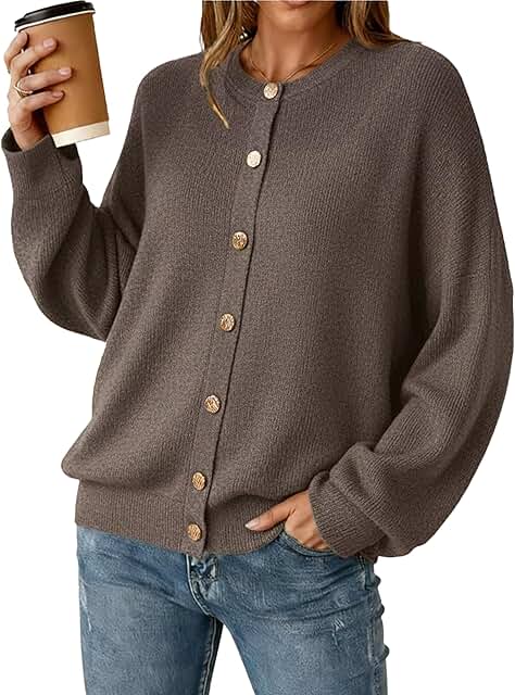 Arach&Cloz Women's Wool Blend Oversized Cardigan Sweaters Button Down Ca...